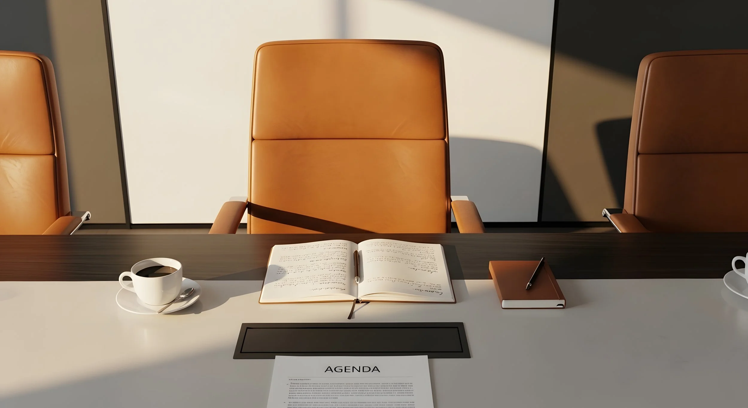 Executive chair at a design strategy meeting table — Fractional Leadership