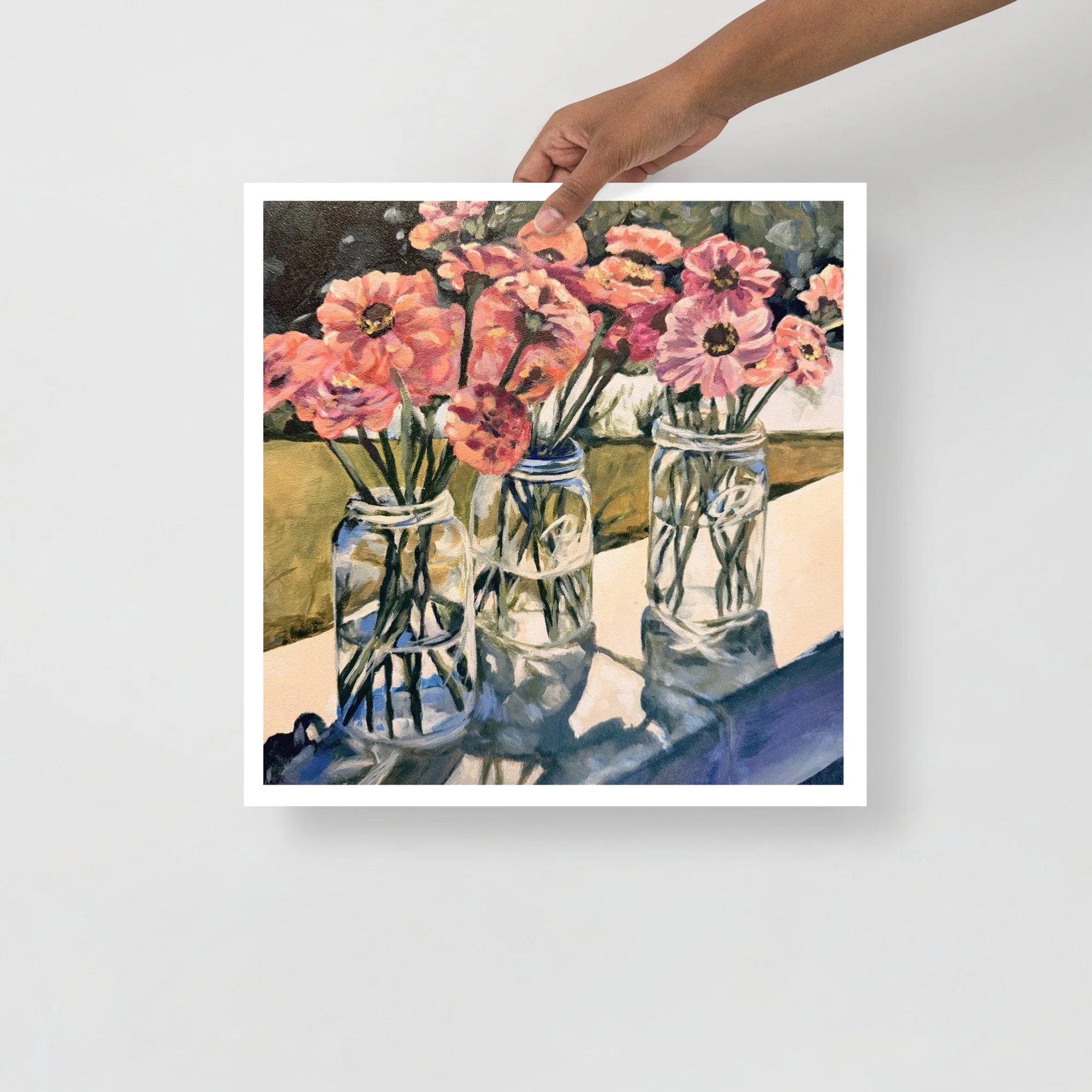 Print of Original Painting "Zinnia Parade"