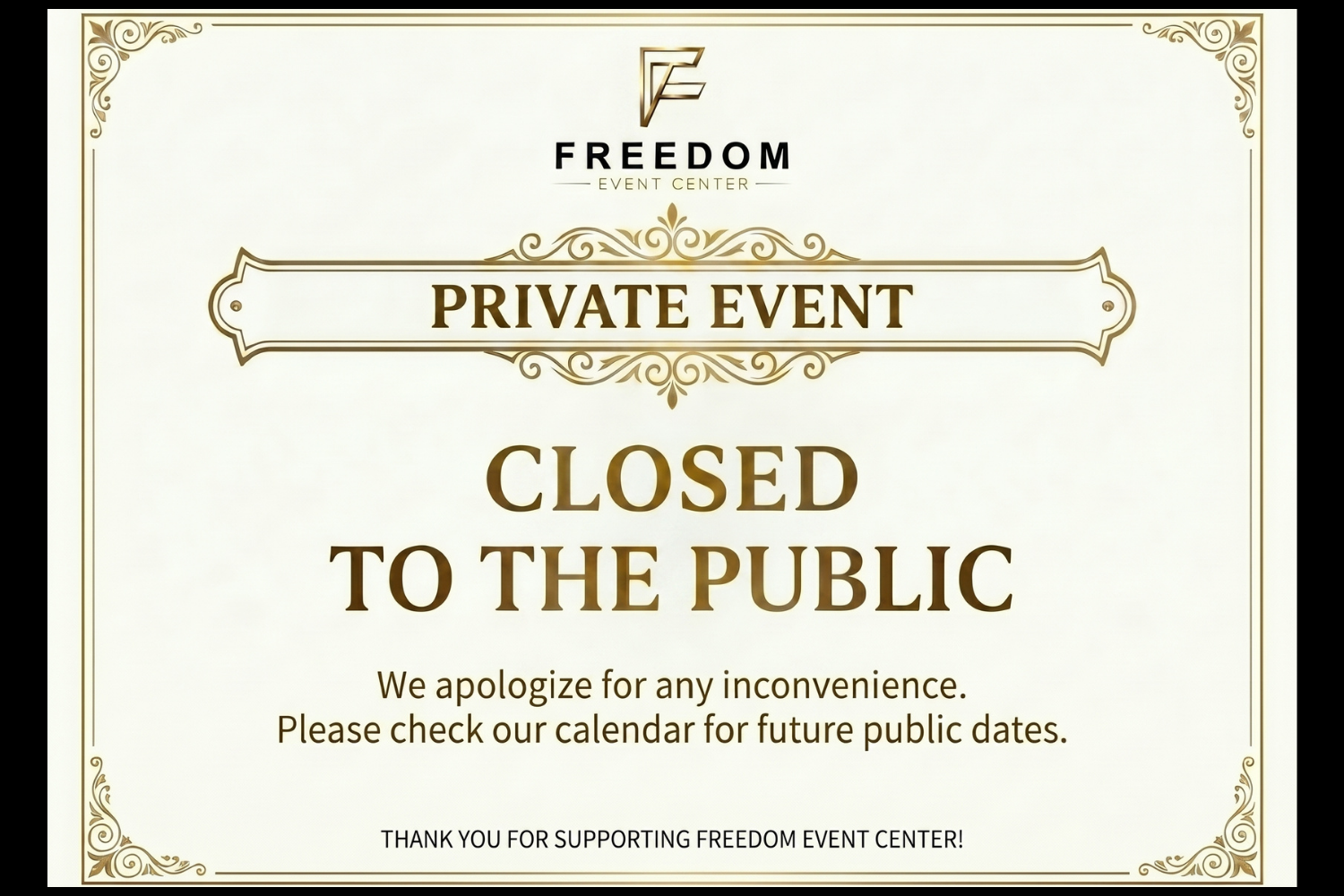 CLOSED - Private Event