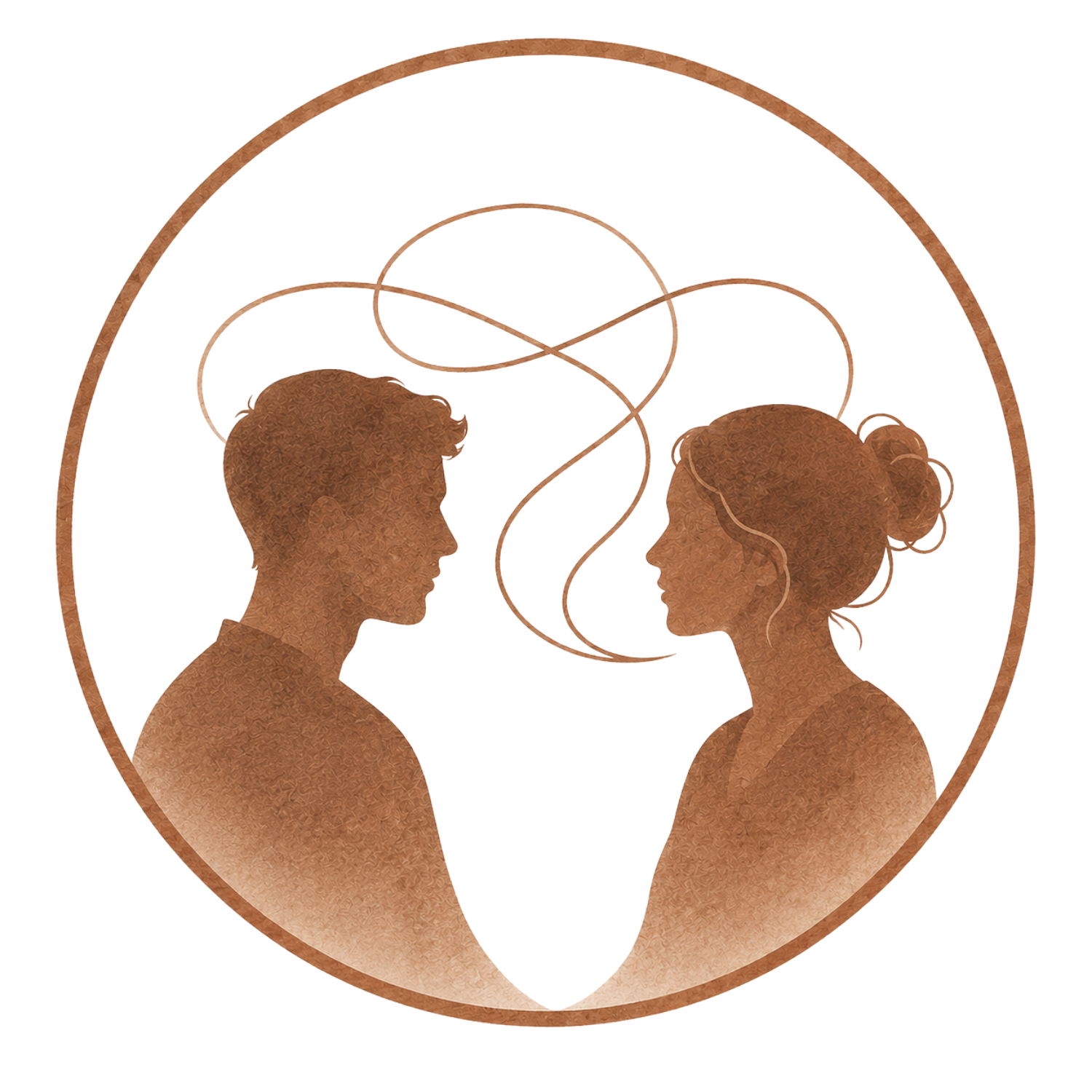 Illustration of two people facing one another, representing relationships and communication.