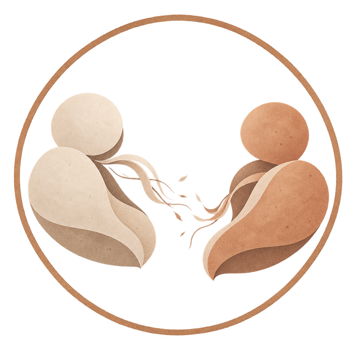 Illustration of human kidneys with connecting blood vessels inside a circular outline.