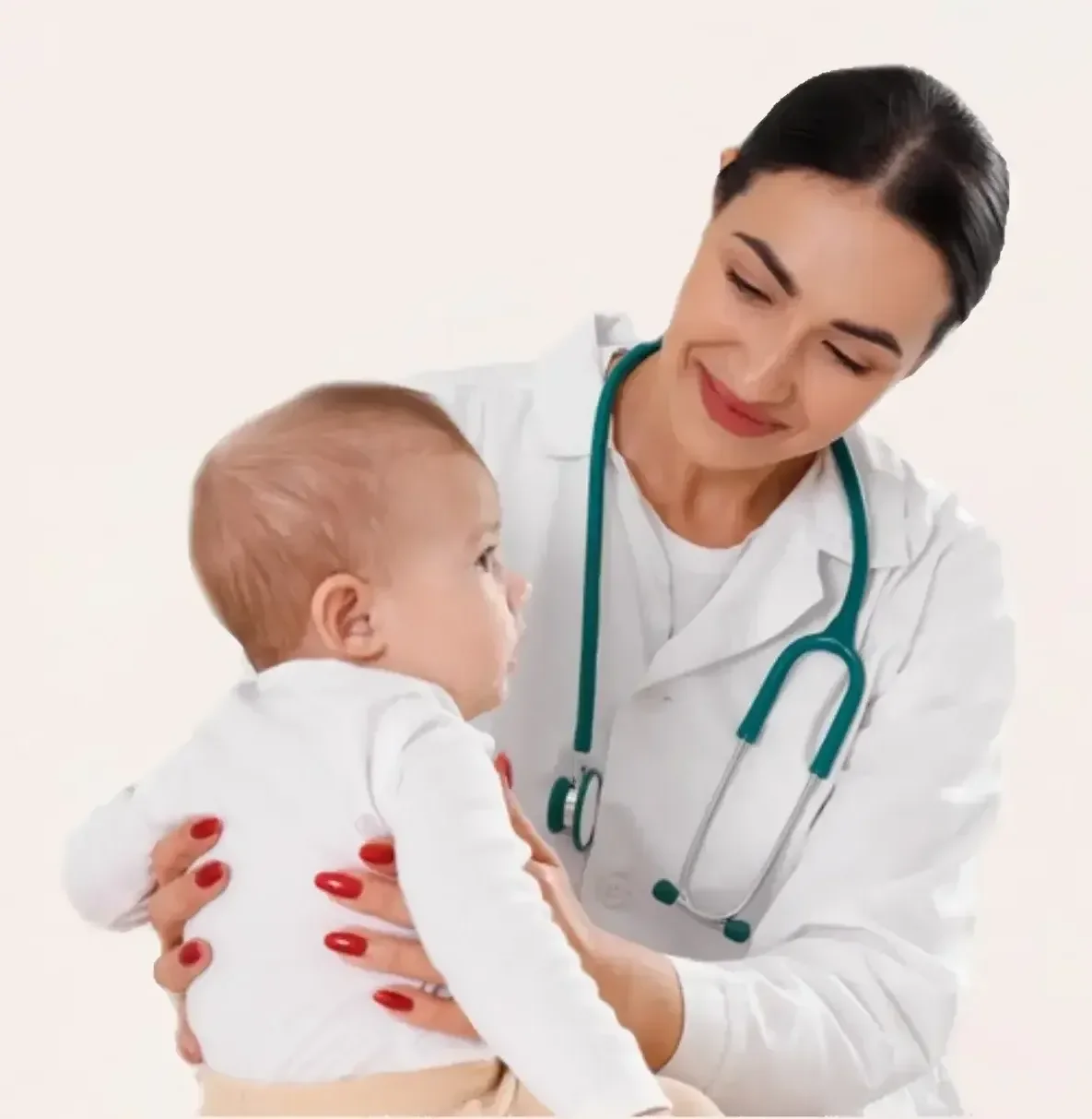 Pediatric healthcare professional caring for a young child, representing compassionate care and access to genetic testing for earlier diagnosis.