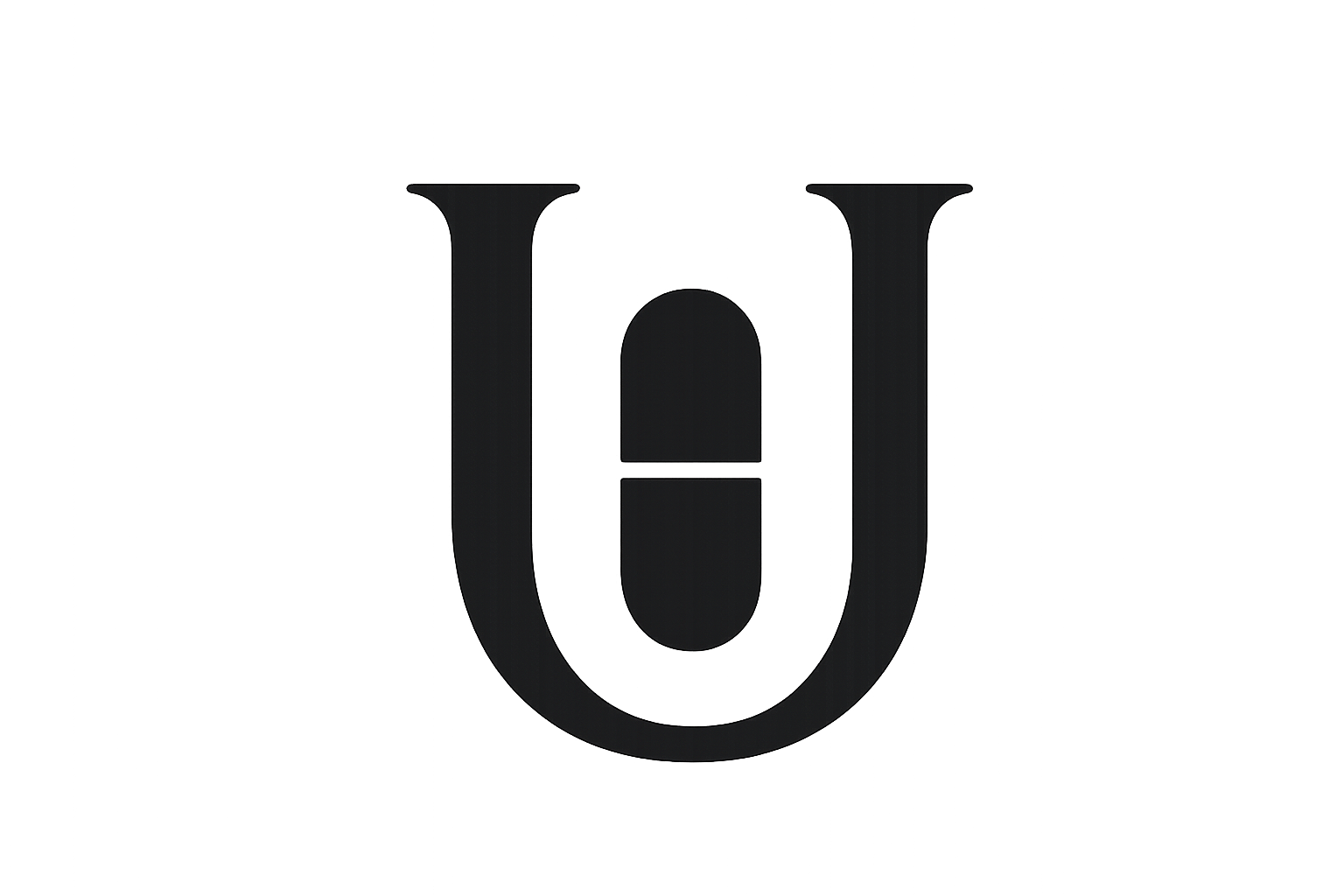 A black letter 'U' and a black letter 'J' combined in a stylized design.