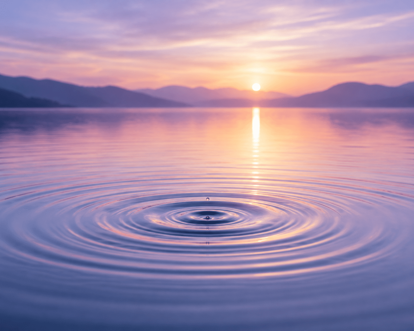 A ripple in a lake with sunset