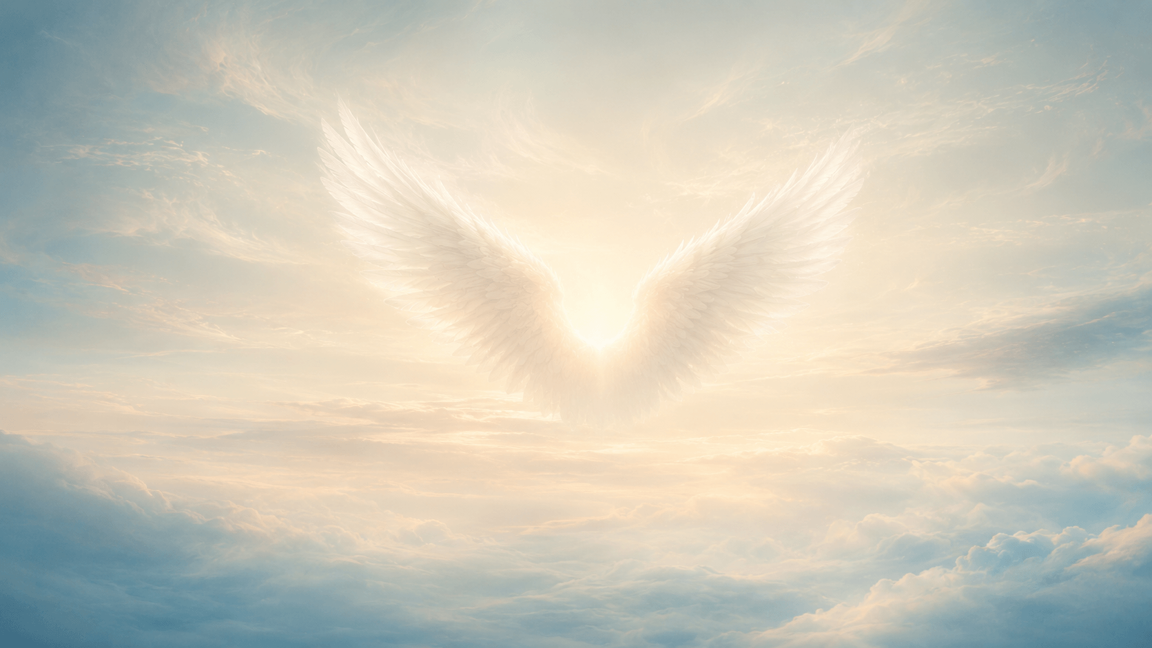 Celestial wings in a dreamy sky