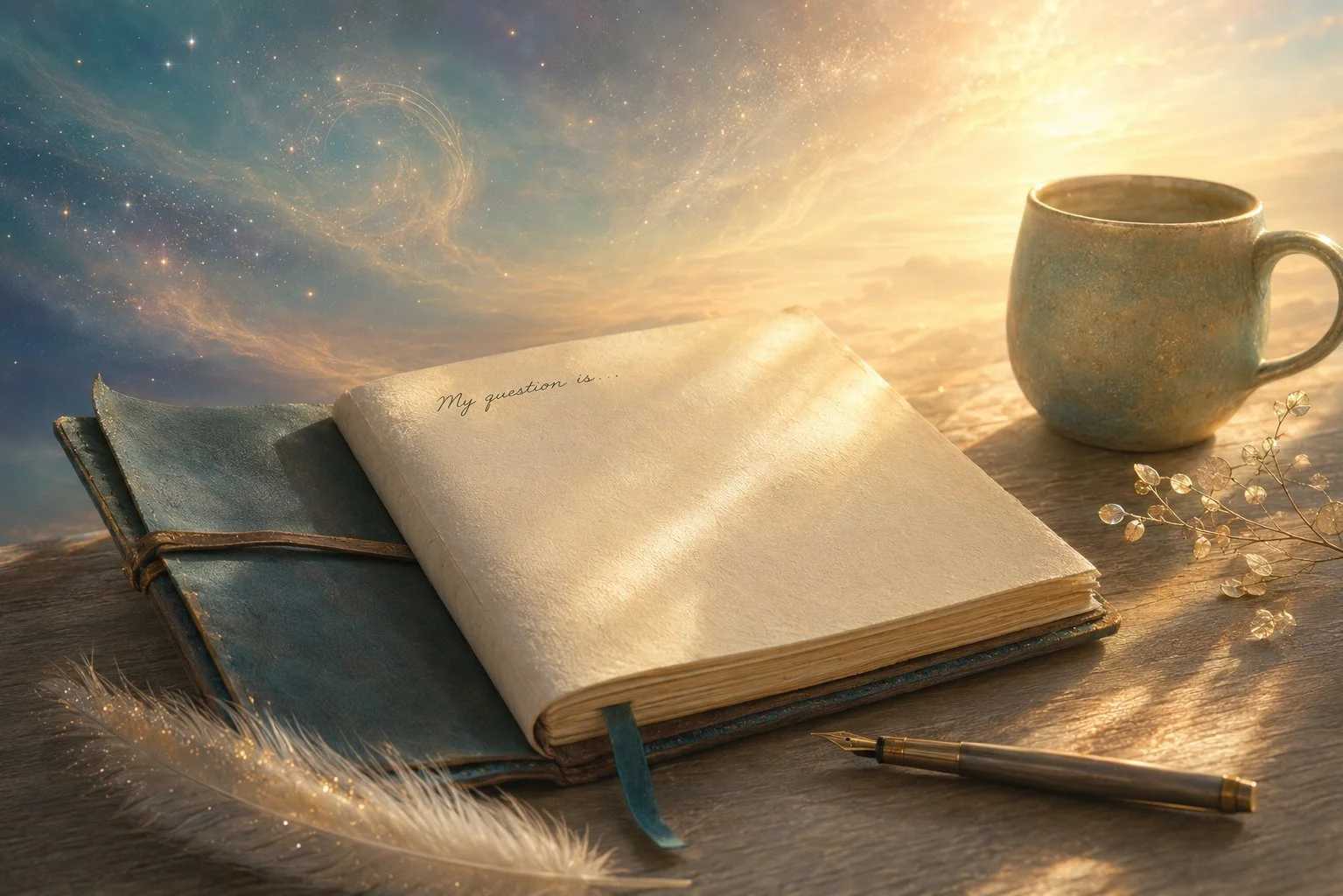 Ethereal journal in golden light