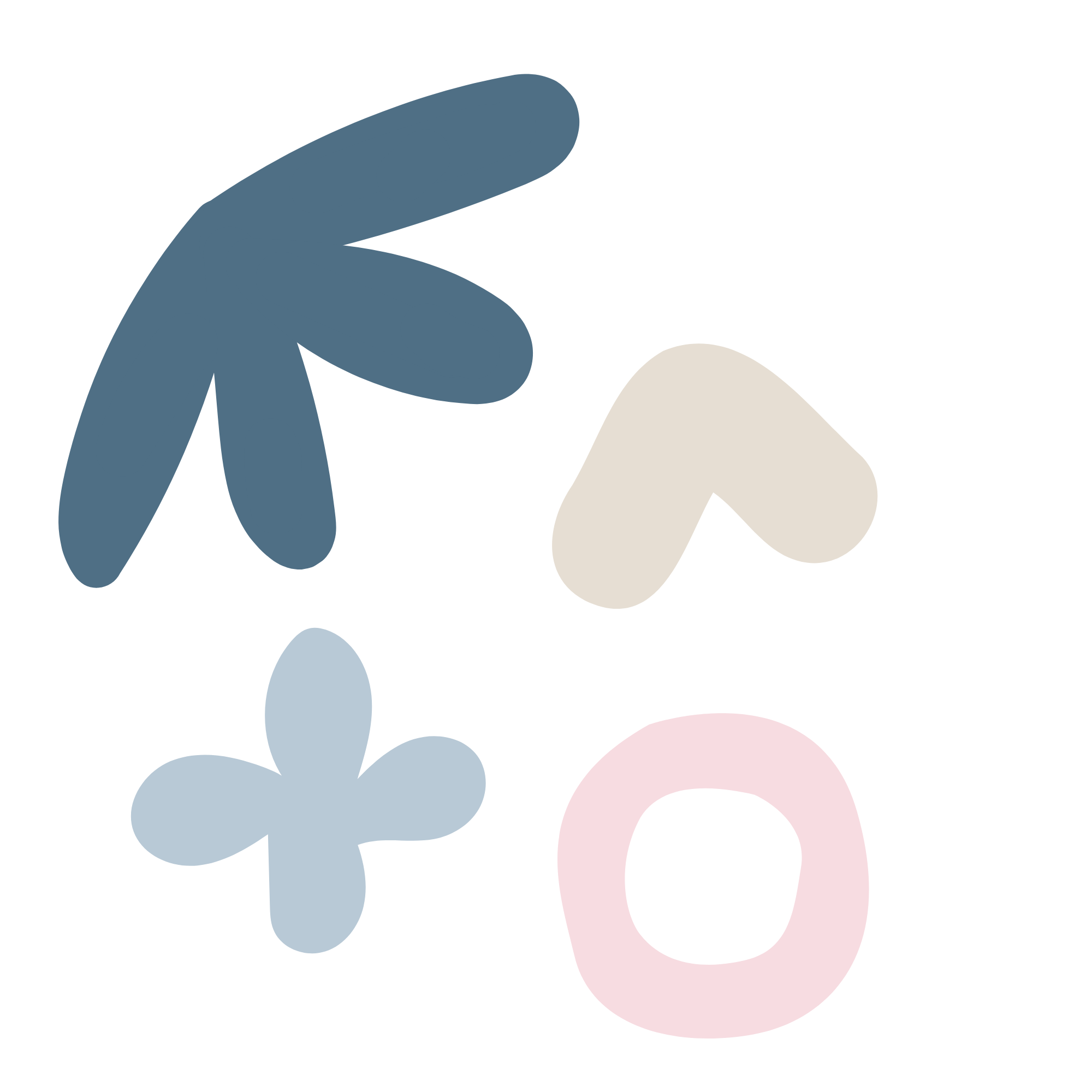 Colorful abstract shapes and figures on a white background for speech therapist providing virtual services.