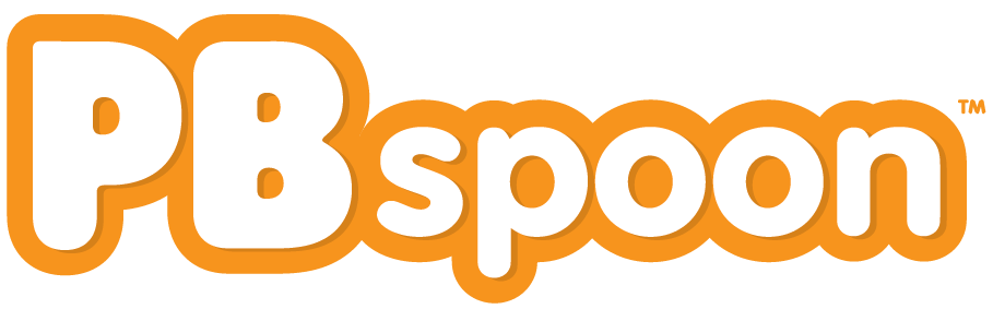 Logo of PBSpoon with bold white text outlined in orange.