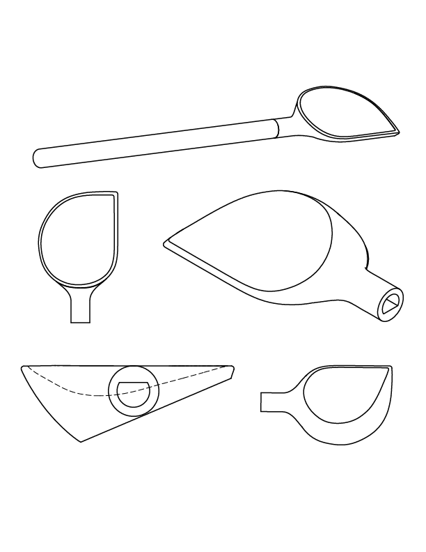 Line drawing of various spoon sample shapes for prototype