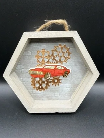 Hexagonal Vintage Car Wall Art