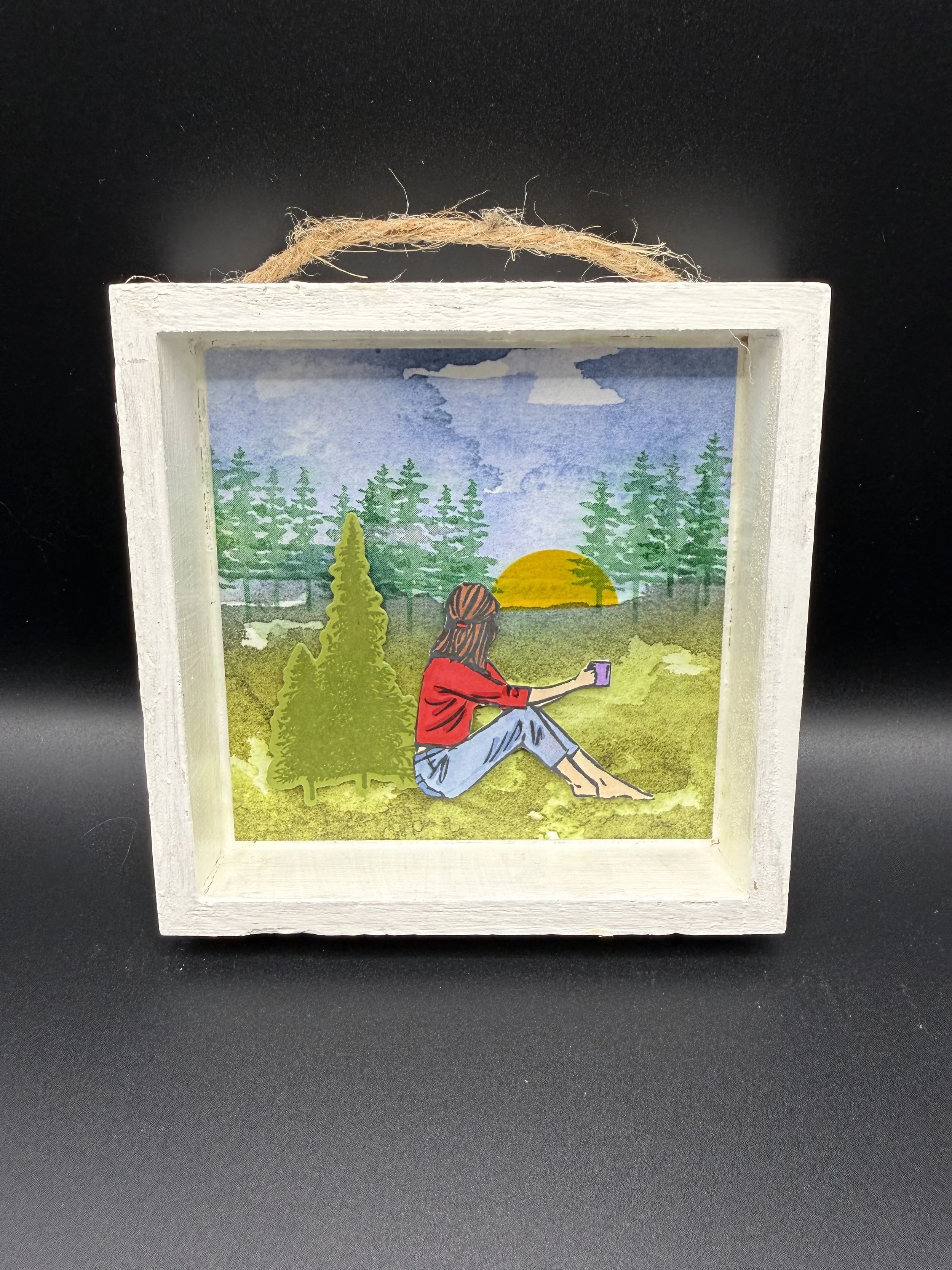 Tranquil Forest Sunset Shadow Box