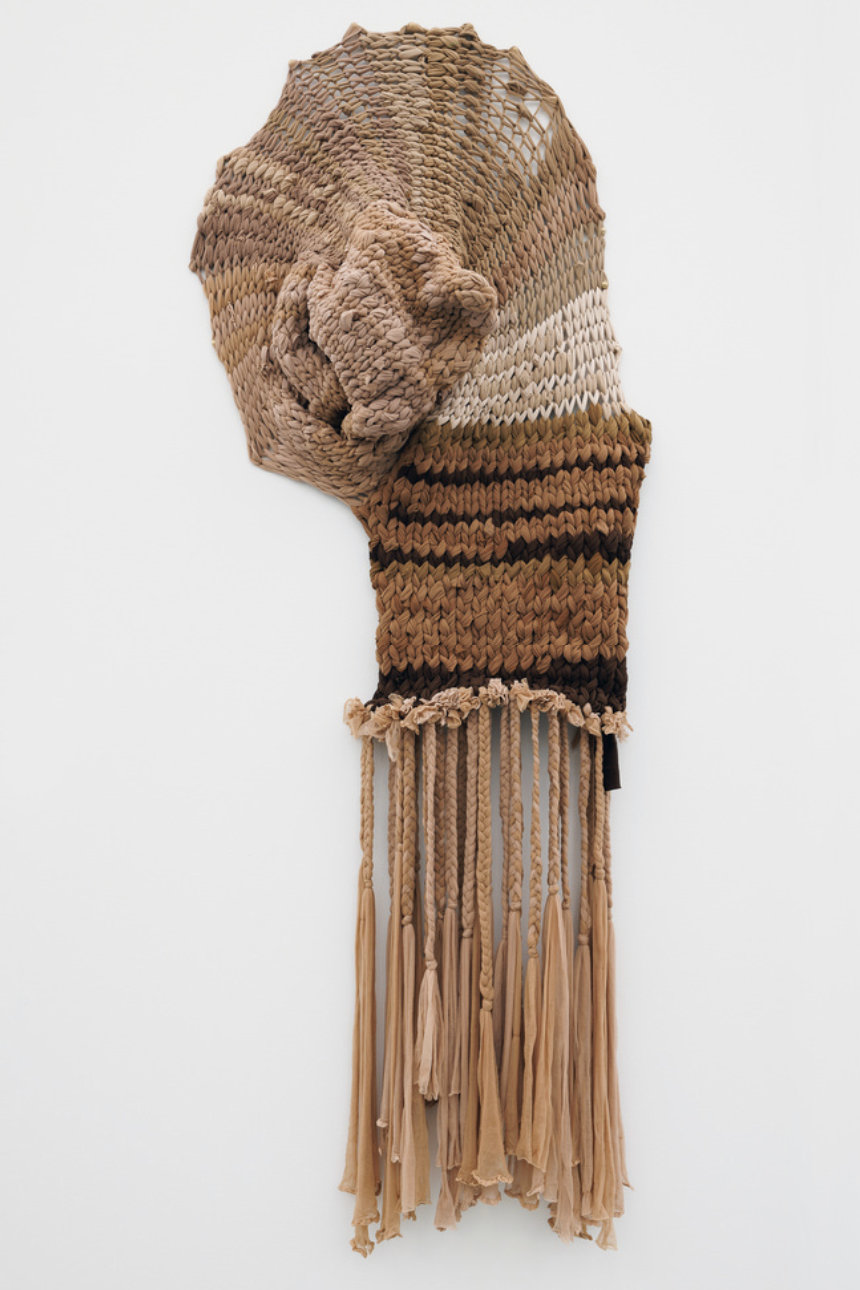 Cyclical Vein - Concentric Growth 2, 2022, 147 × 62 × 16cm, recycled tights & cotton thread