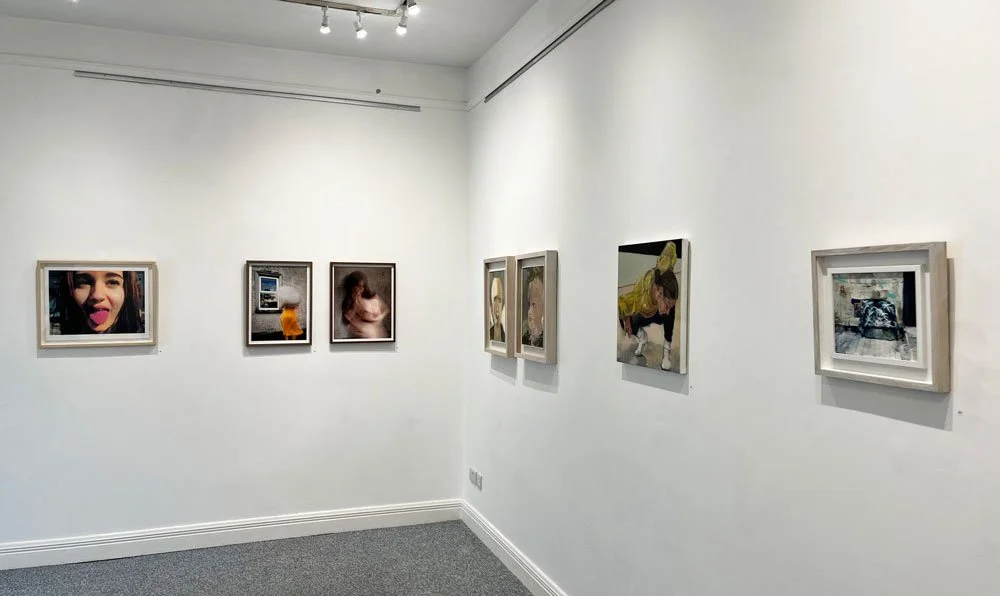 Installation view of Cairde Visual 2026 at Hamilton Gallery, Sligo, showing contemporary artworks displayed on white gallery walls, including Robyn Daly’s Somewhere It’s Sunny.