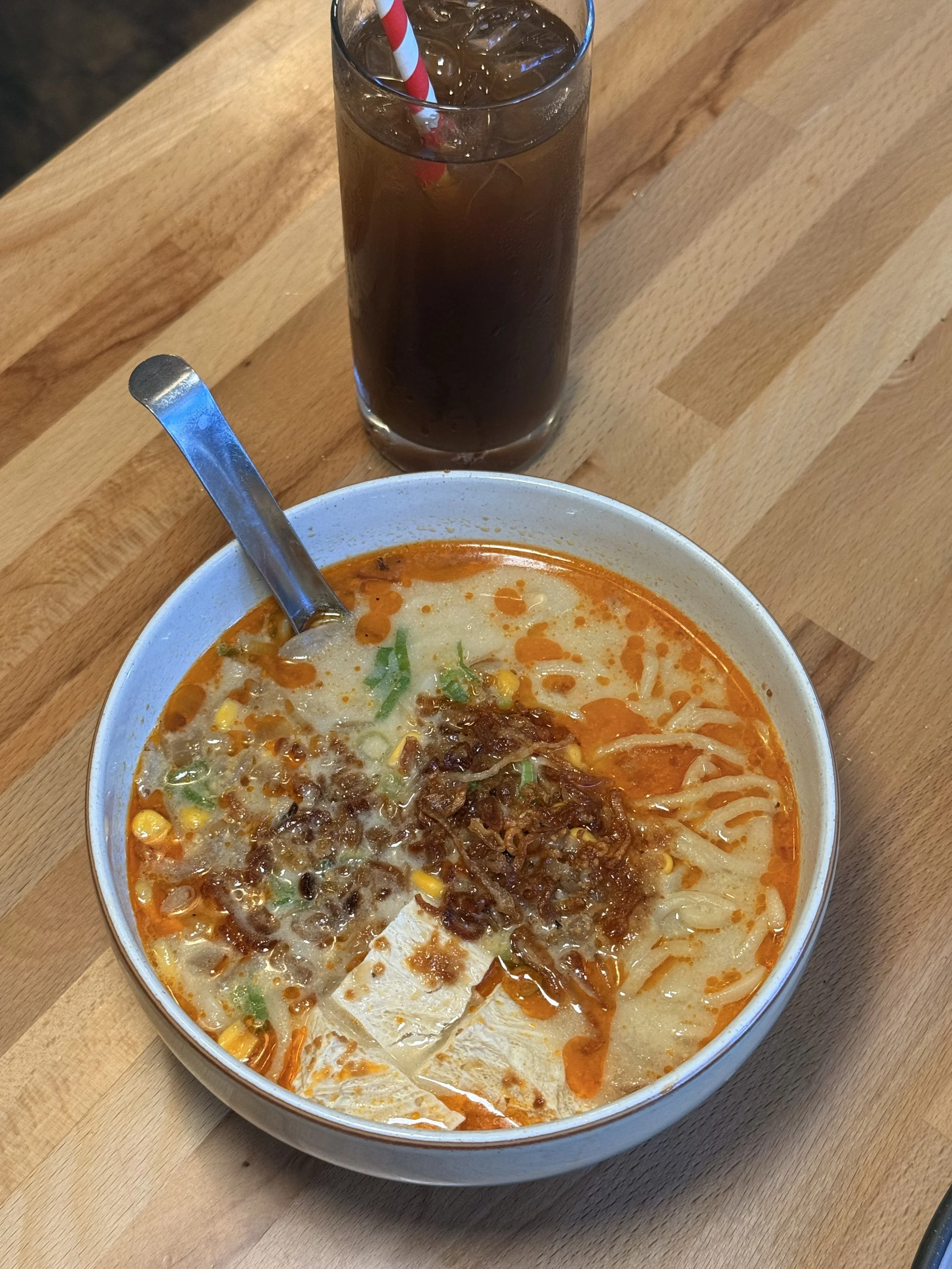 Creamy corn miso noodles