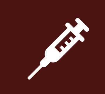 Icono de una jeringa blanca sobre fondo marrón.