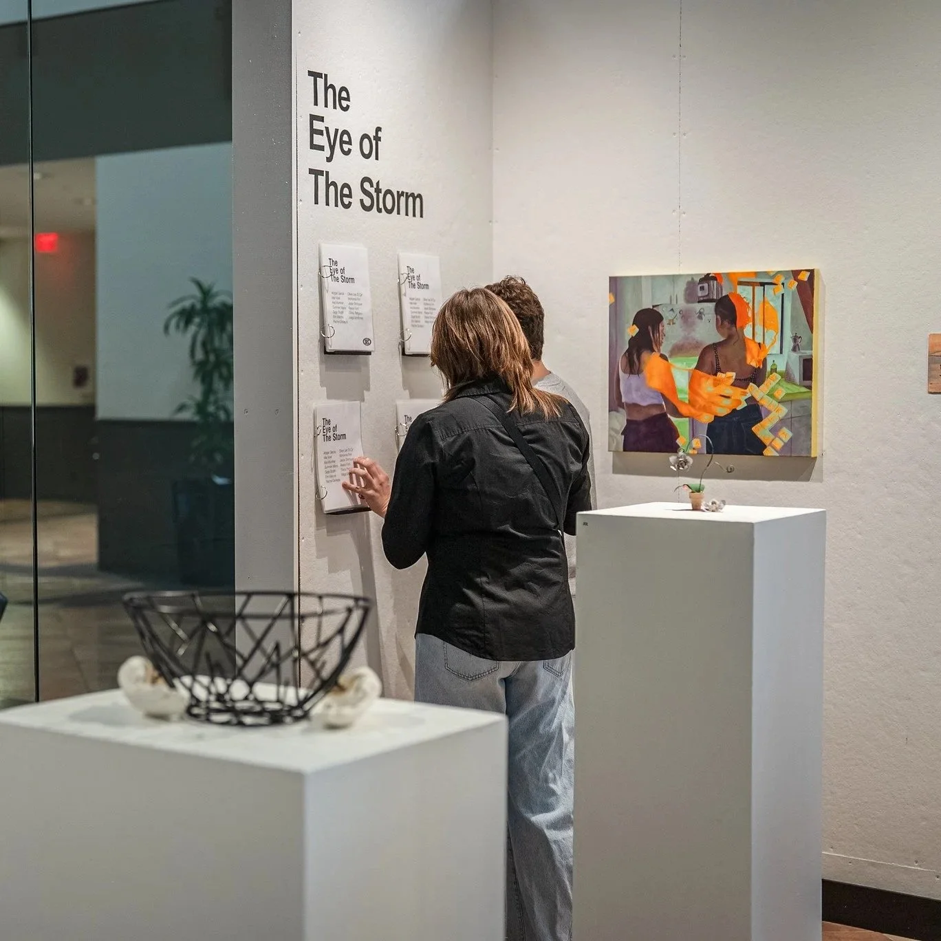 Installation image from "The Eye of the Storm" group exhibition. Stamps Gallery, Ann Arbor, MI, 2025.