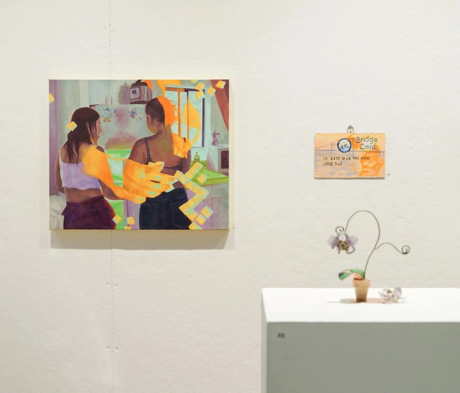 Installation image from "The Eye of the Storm" group exhibition. Stamps Gallery, Ann Arbor, MI, 2025.