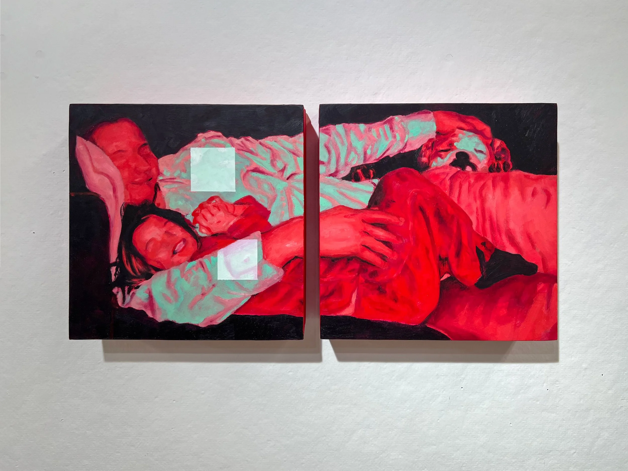 "Untitled (Diptych)", oil on wood panel, 16" x 8"