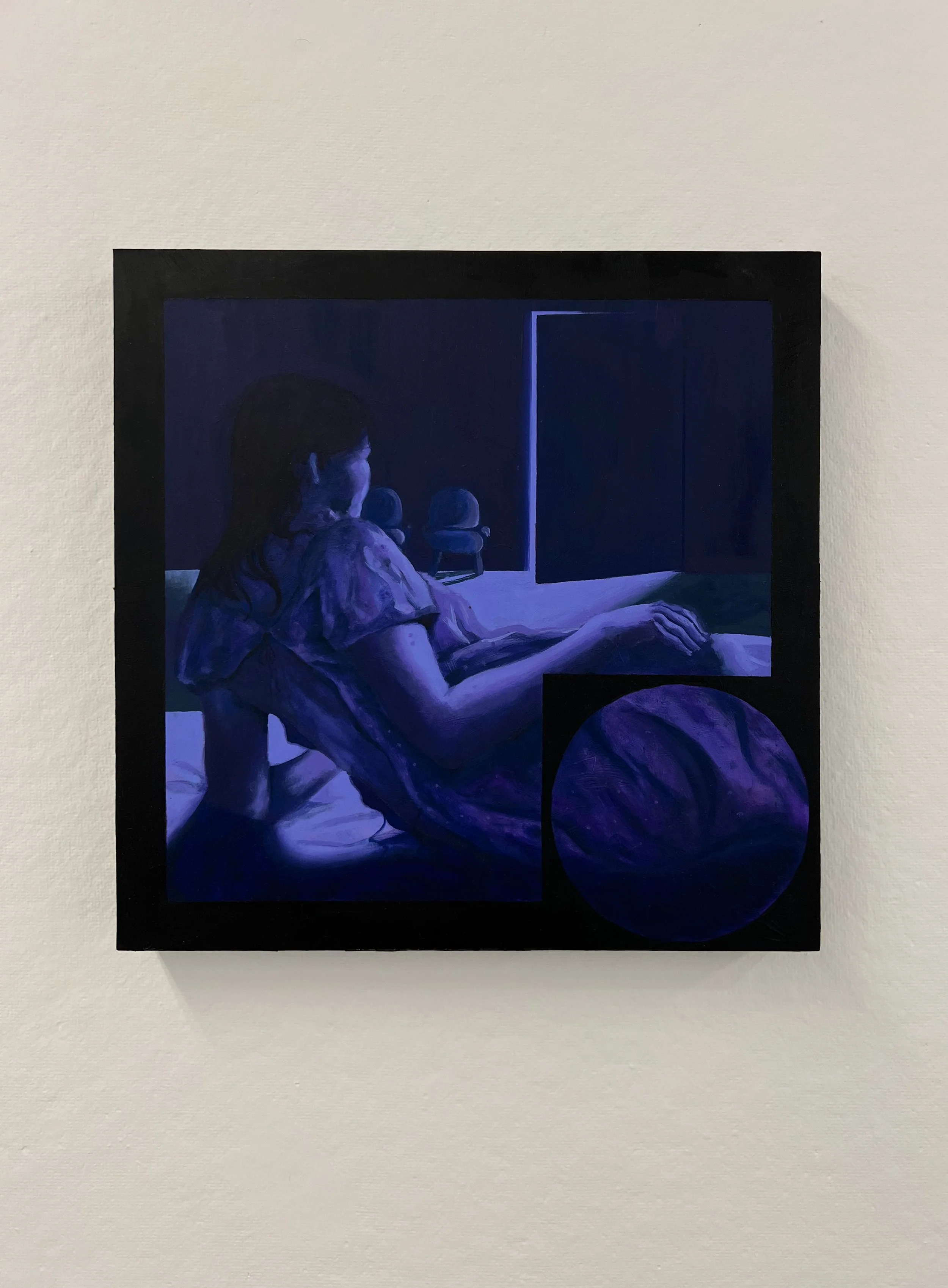 "I'll Know (Heft)", oil on wood panel, 14" x 14"
