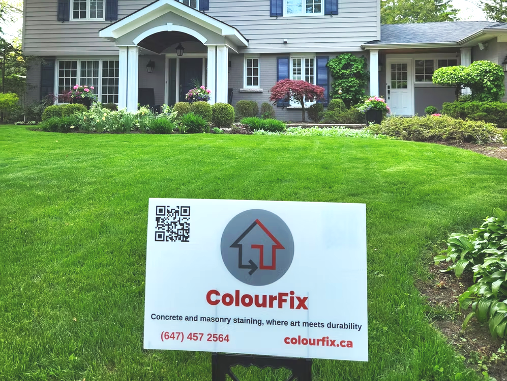 ColourFix on-site sample sign outside a residential property