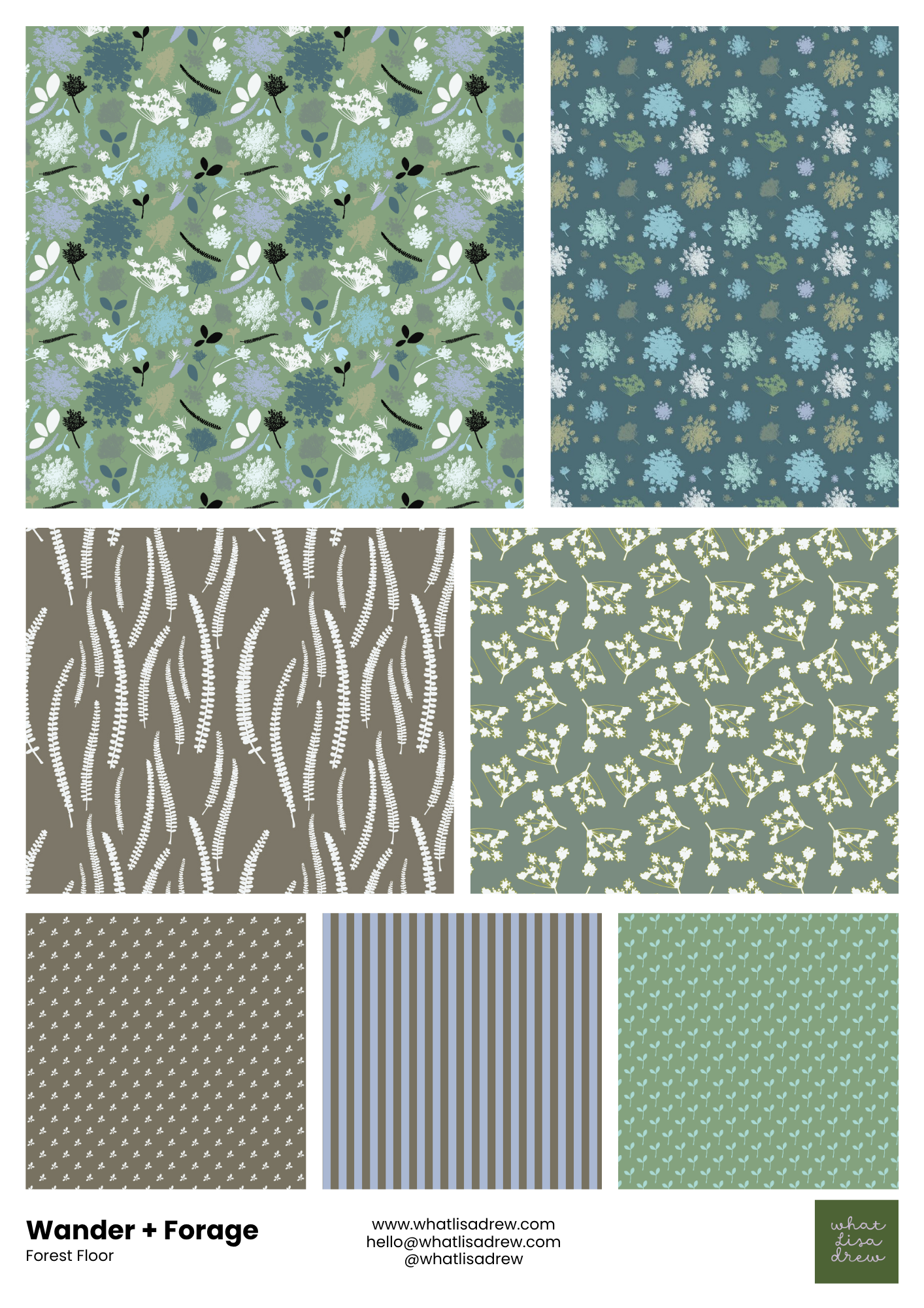 Earthy tones from the Wander and Forage pattern collection.