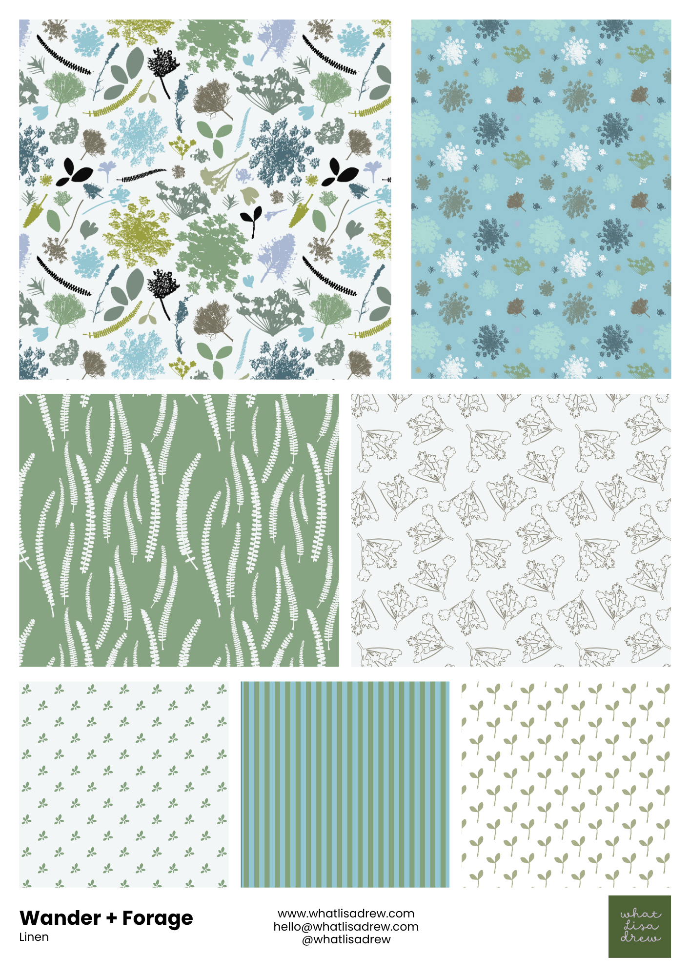 A collection of surface design patterns from the Wander and Forage range