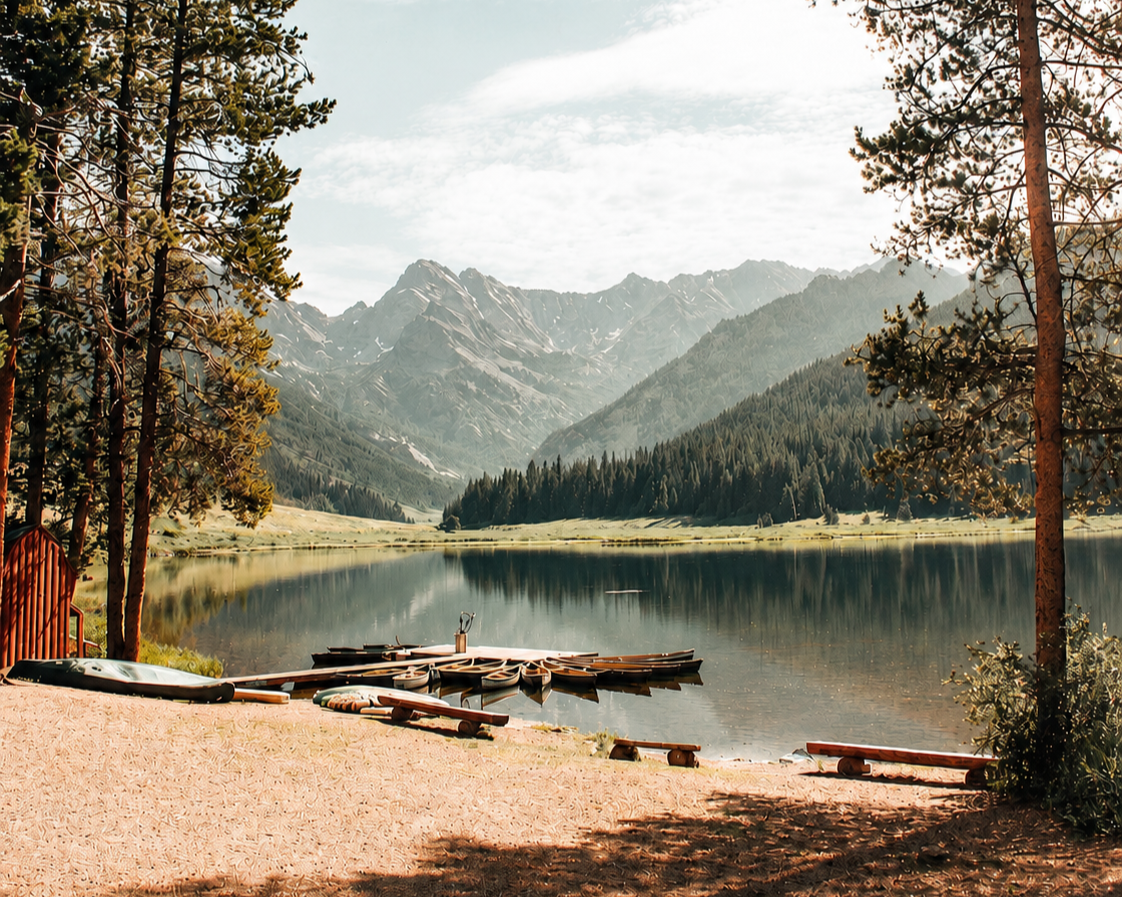 Scenic alpine lake in the Colorado mountains, highlighting the outdoor lifestyle and natural beauty of the Vail Valley communities served by Danielle Huidekoper.