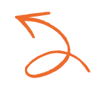 Orange arrow sketch with looping arrow pointing upward