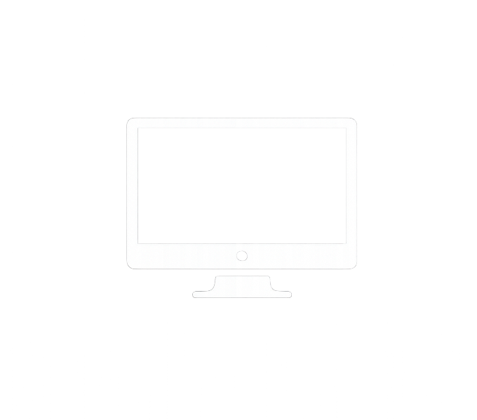Black background with a white outline of a computer monitor.