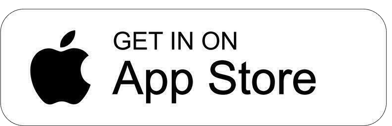 Apple logo with the text 'Get in on App Store' in black on a white background.
