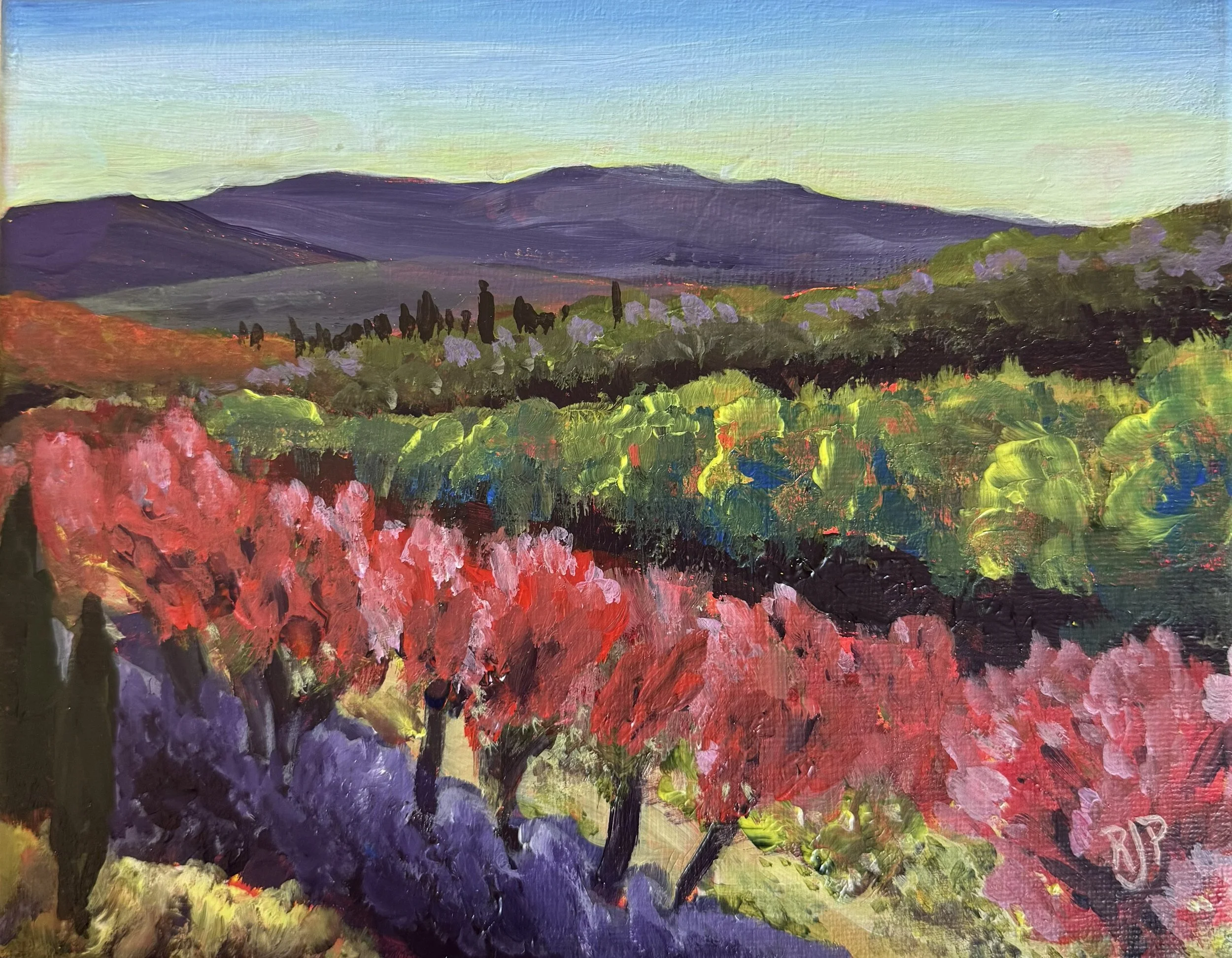 Tuscan Glow, 2025 Acrylic on Canvas, 10x8, Part of Monterosso Bloom series, $275