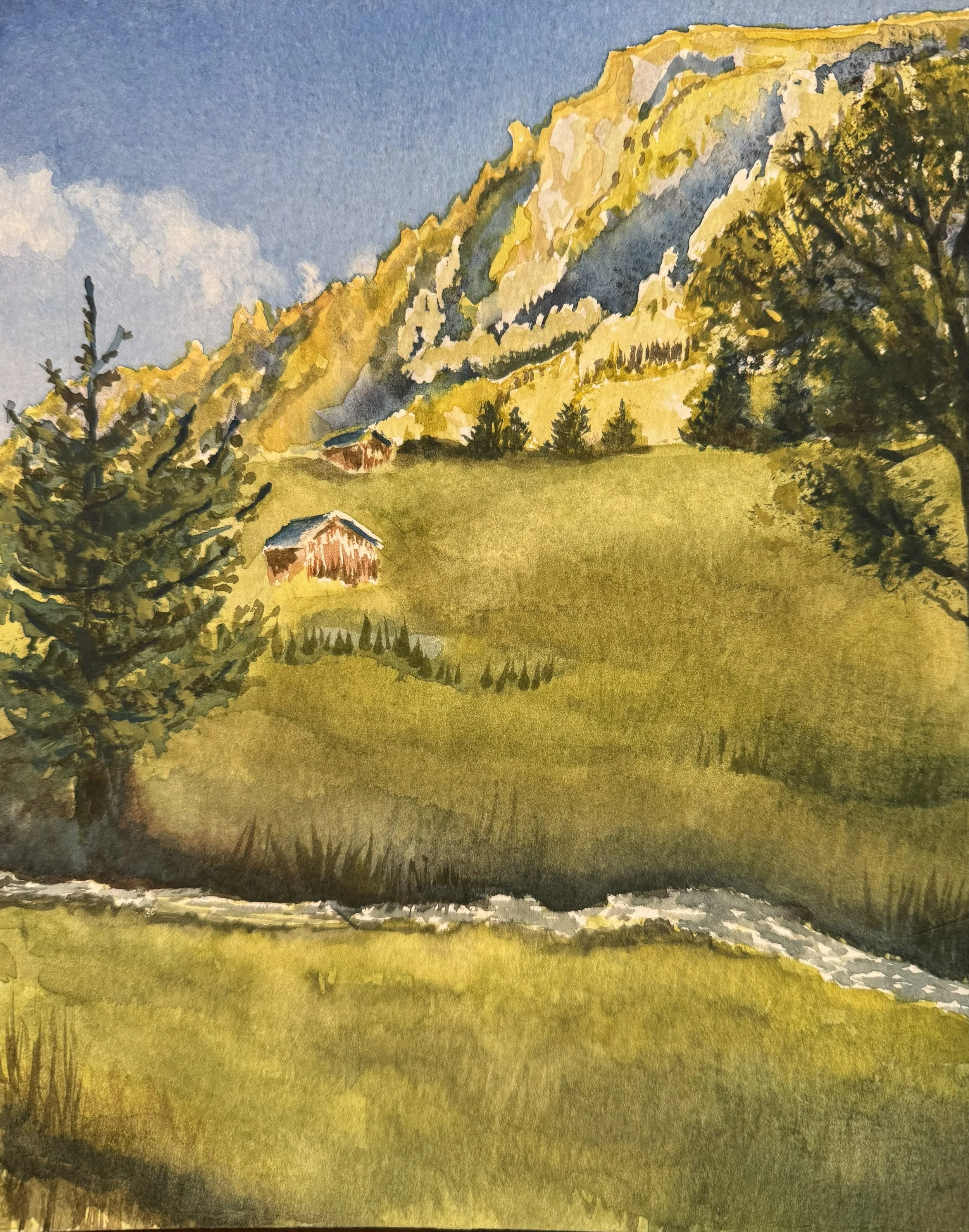 Dolomite Light, 2025, Watercolor on Board, 8x10
