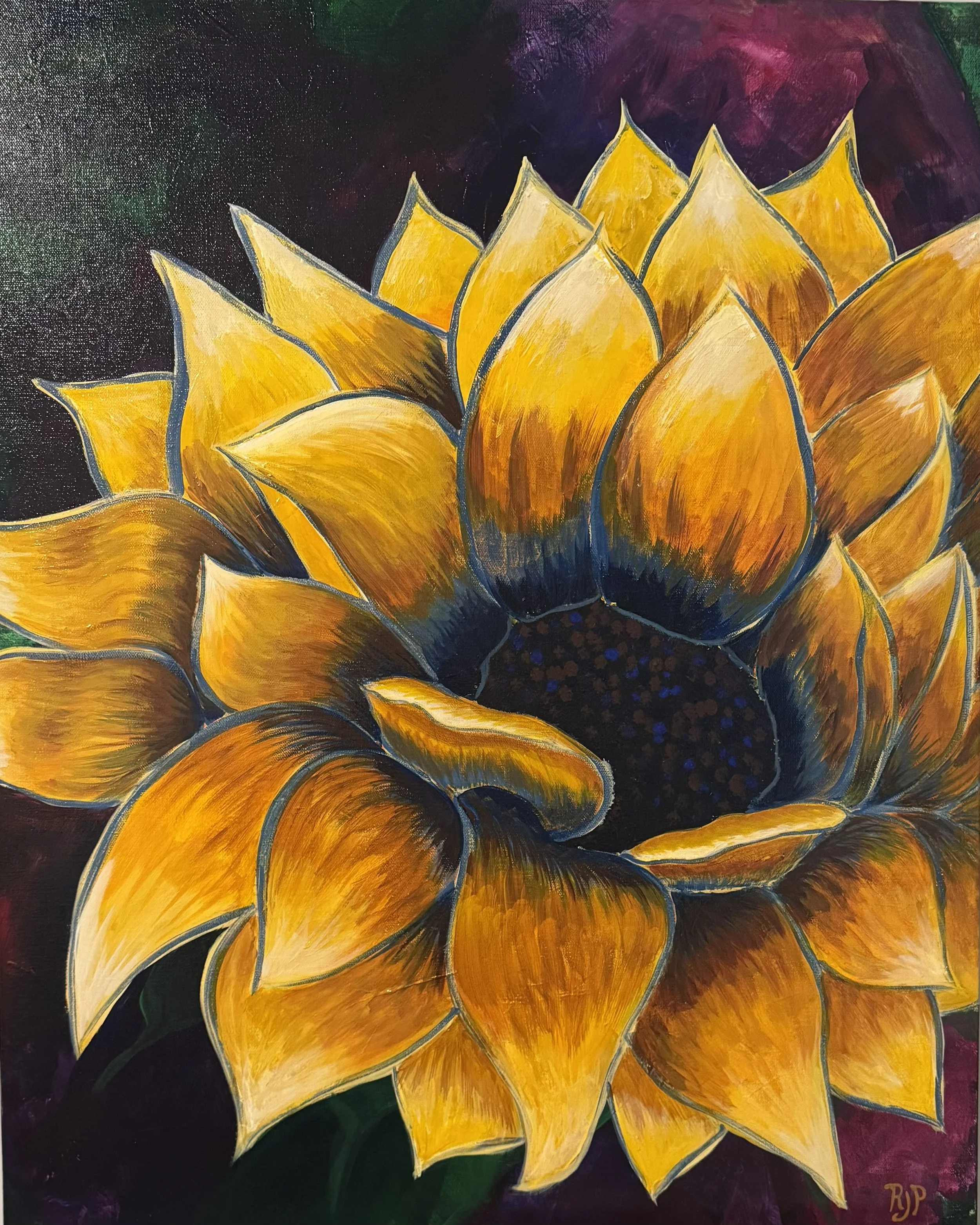 Sunflower and Blue, 2024, Acrylic on Canvas, 24x30