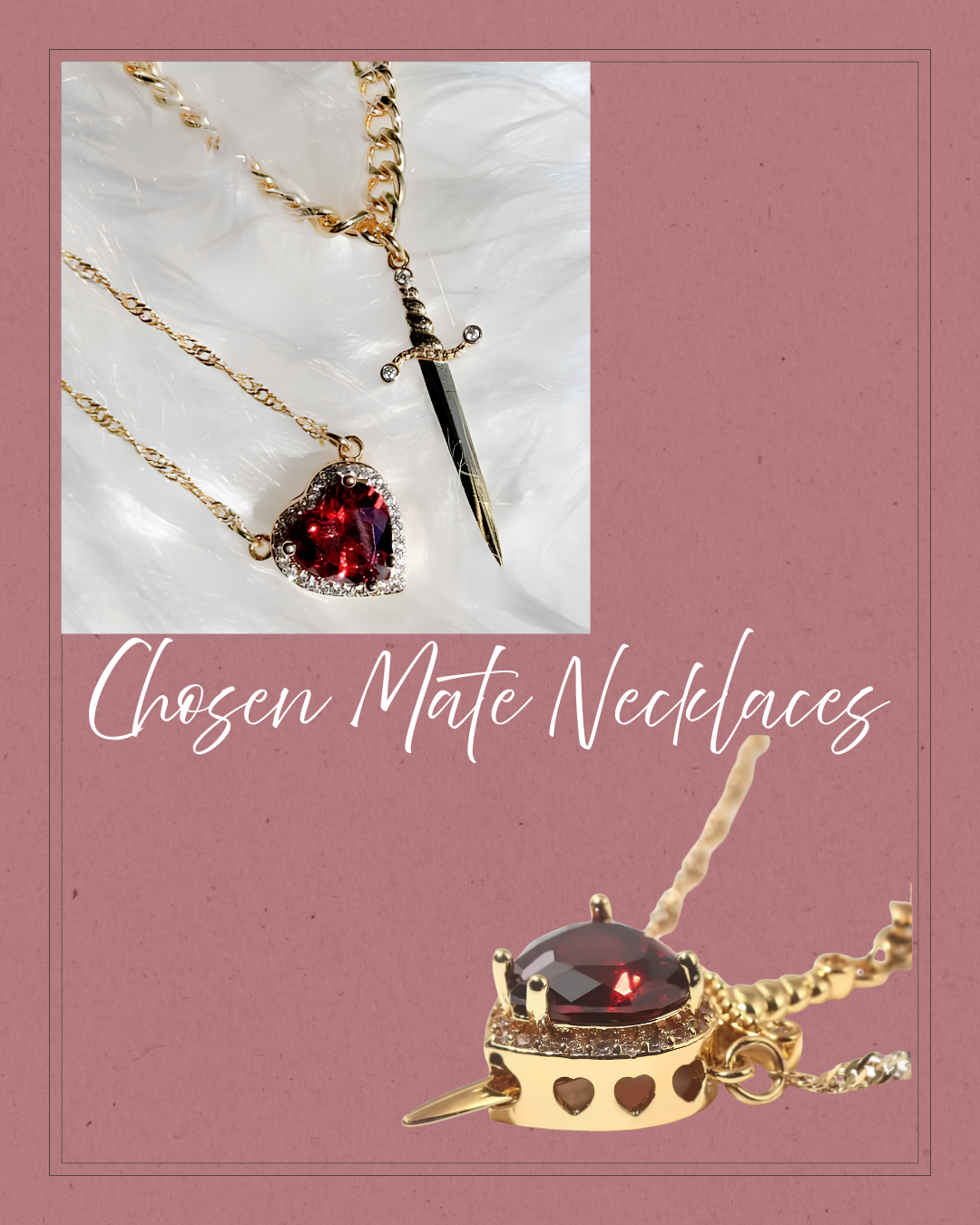 Chosen Mates Heart and Sword Necklaces