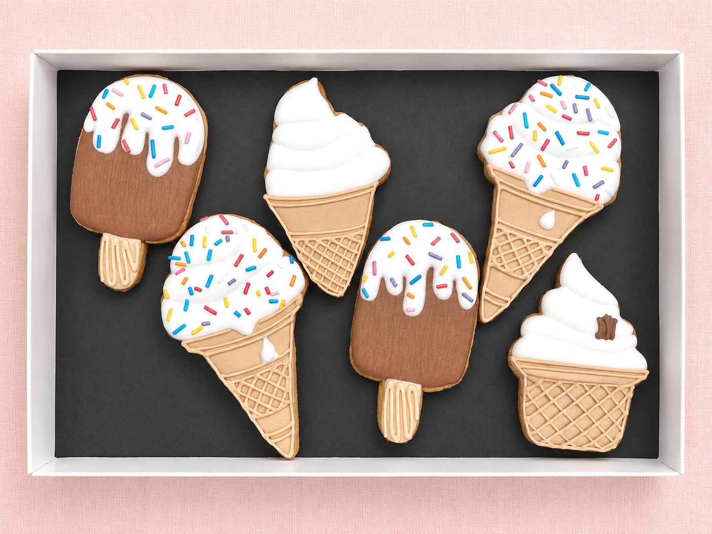 Summer coolers melting icecreams in delicious biscuit form for delivery across UK in gift boxes or try an icing workshop in Greater London, Oxon, Bucks, Berks we travel to you