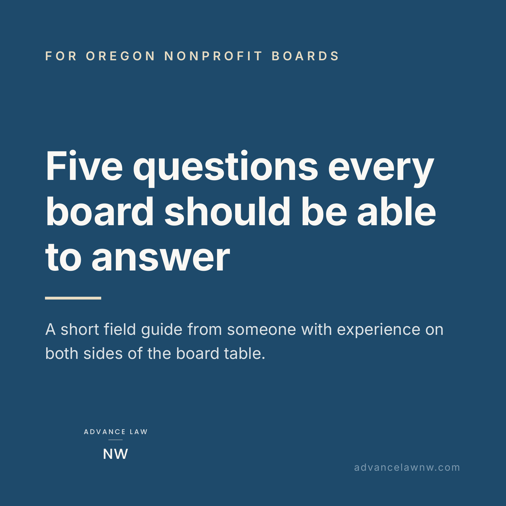 Five Questions every Board should be able to answer