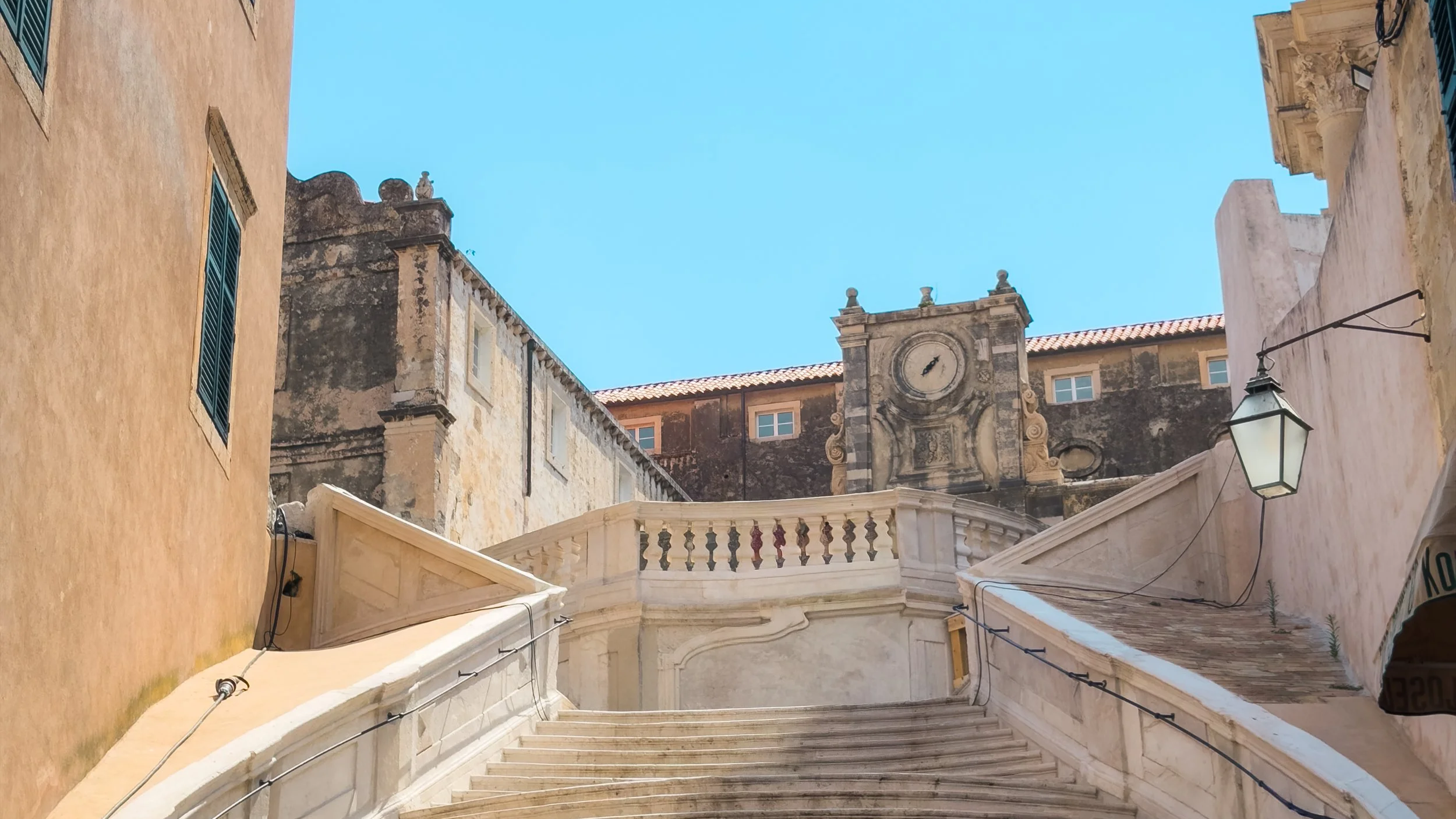 Jesuit Stairs leading towards the Church of St Ignatius in Dubrovnik Old Town