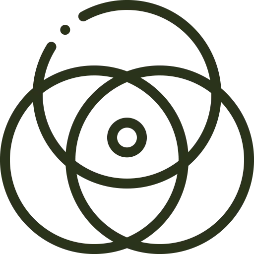 Line art of three concentric circles.