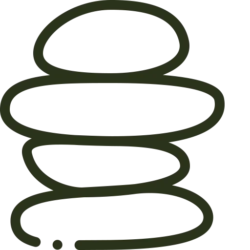 A simple outline of a stacked stone formation.