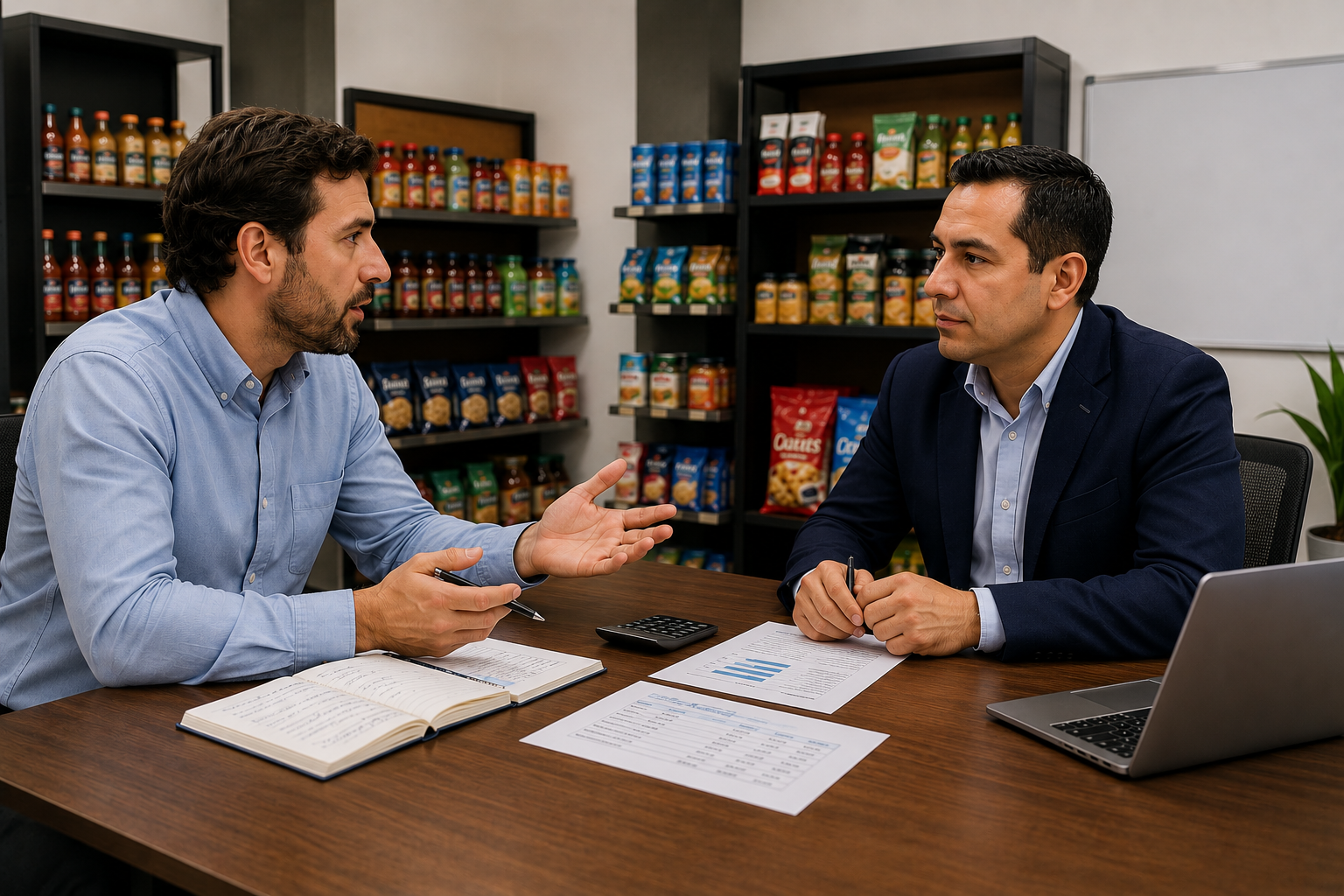 Instructor enseñando negociación a compradores de una cadena detallista