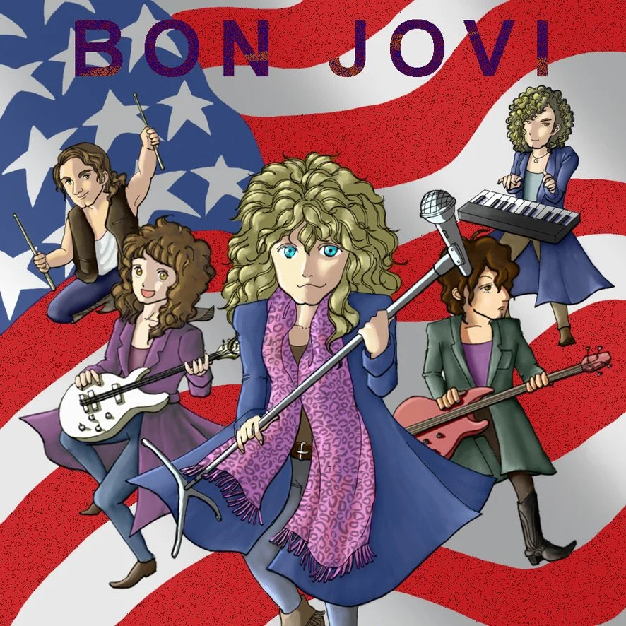 Bon Jovi – Nostalgic Album Cover Illustration

A cute illustrated album cover inspired by a nostalgic admiration for Bon Jovi during teenage years, reimagining the band members in a playful, character-driven style for a modern music-themed design.
ティ