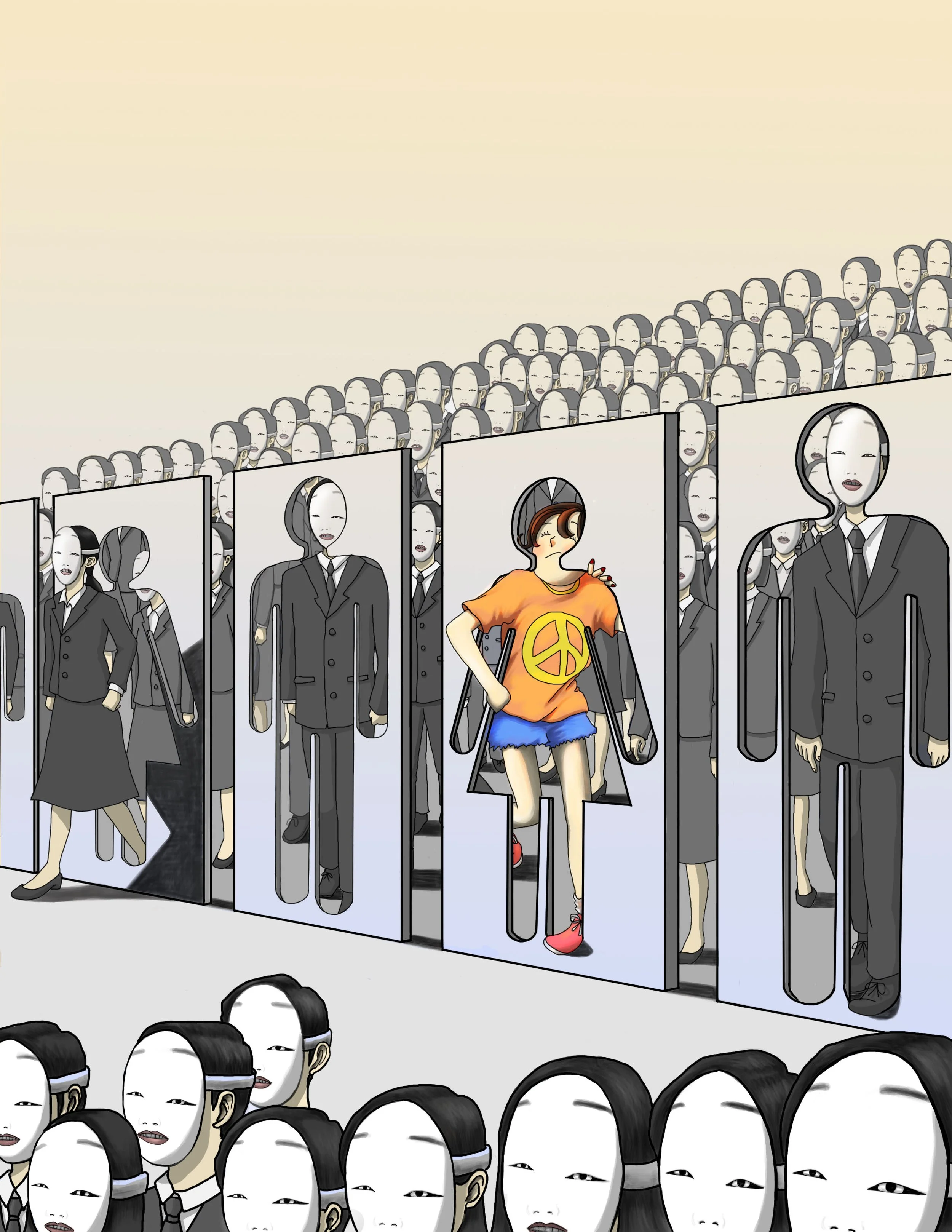 Invisible Norms

This illustration explores the concept of unspoken social norms and implicit expectations within society. It reflects how “common sense” is often defined by invisible rules that are widely understood but rarely questioned. Those who 