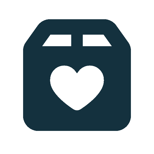 A backpack icon with a heart in the center.
