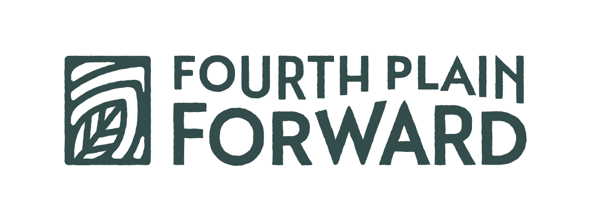 Logo of Fourth Plain Forward with a stylized leaf and fingerprint design.