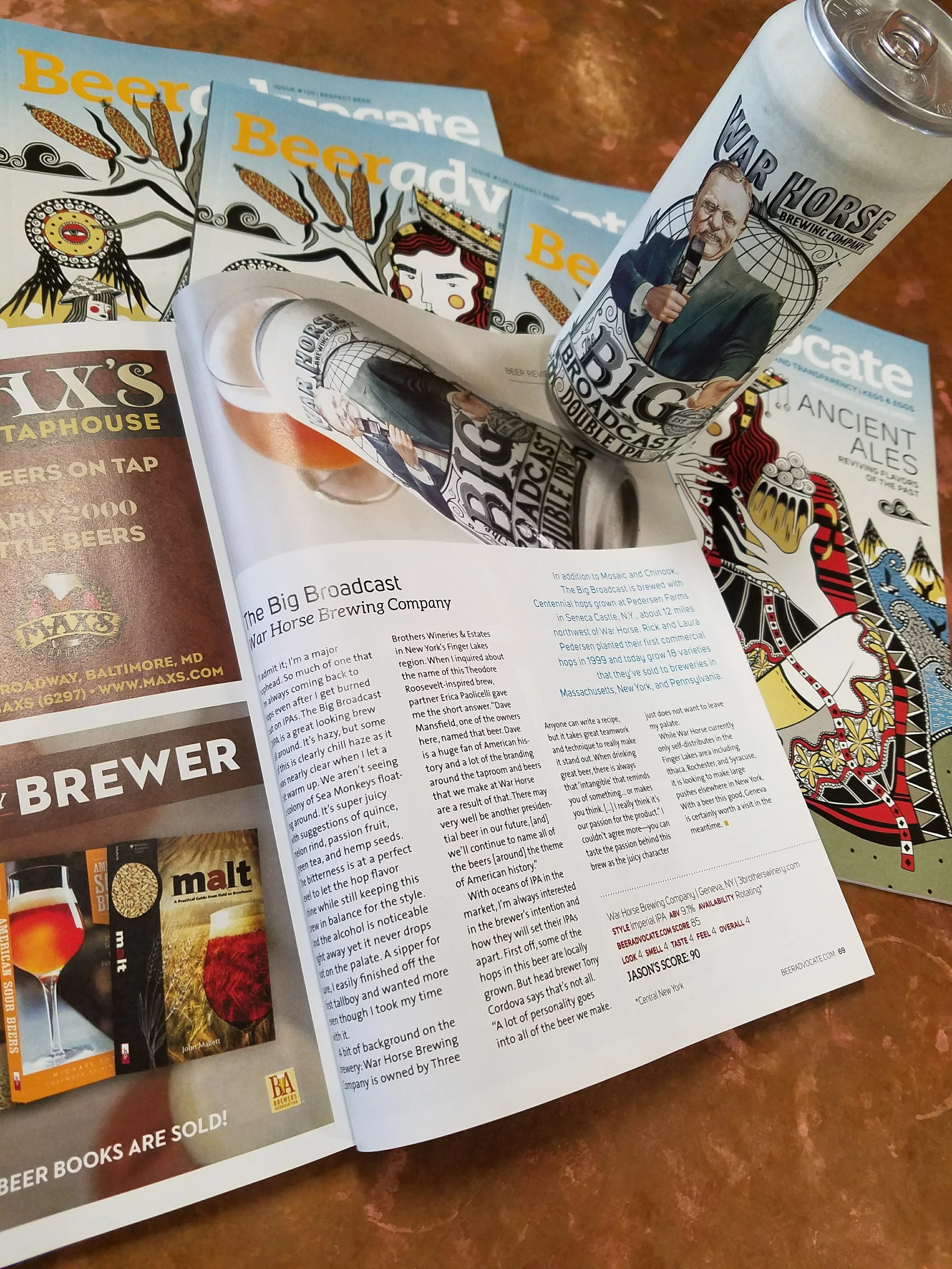 Interview with BeerAdvocate leads to 3 page spread.