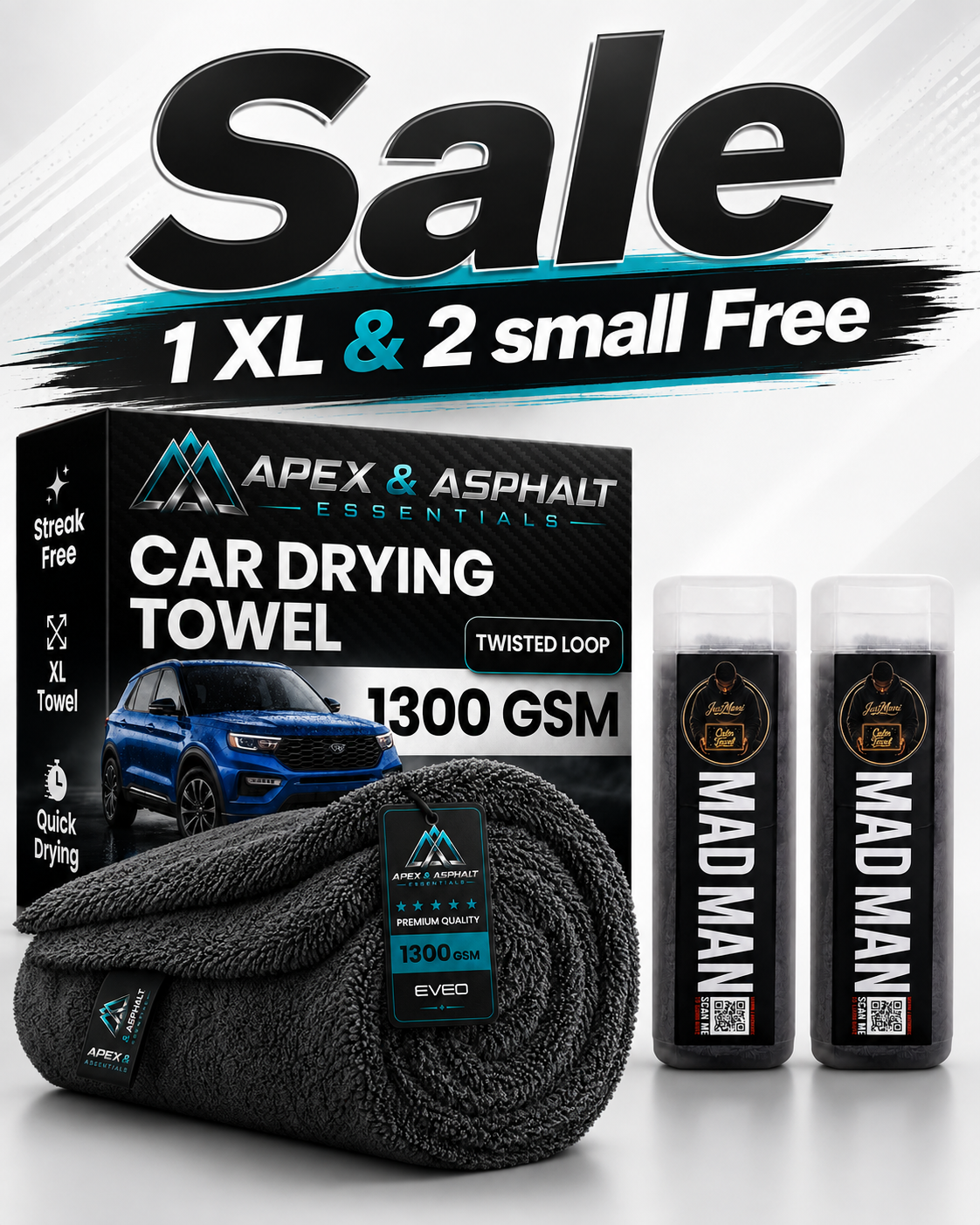 AAE XL Drying Towel + 2 MadMan Towels