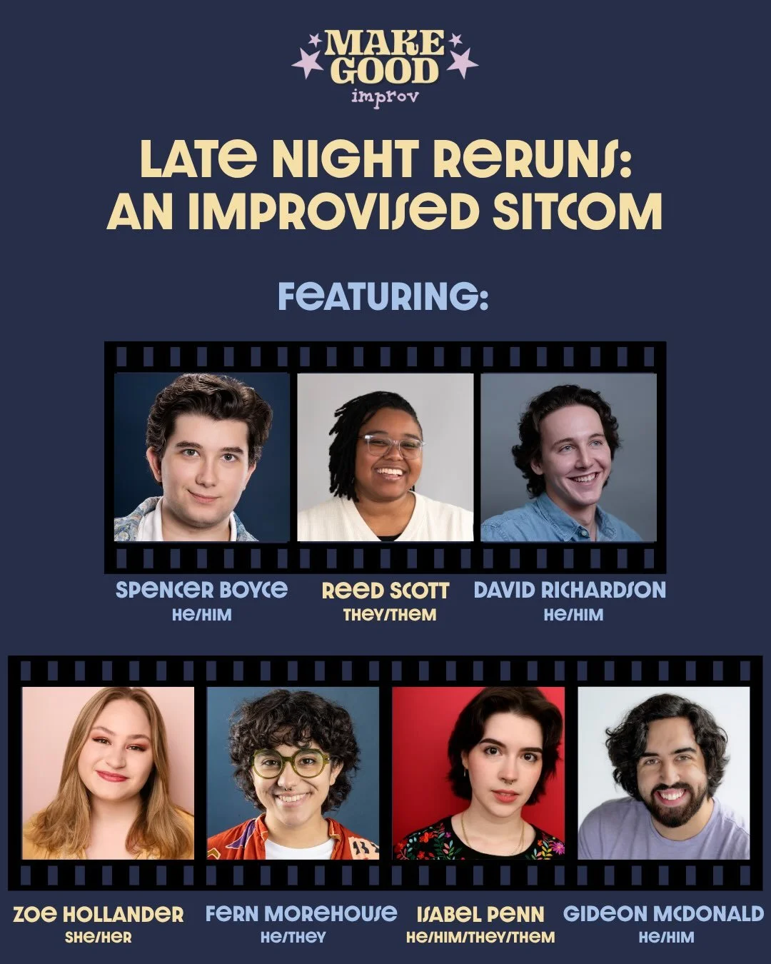 Meet the cast of MGTC's "Late Night Reruns: An Improvised Sitcom"
 
Imagine: You fall asleep on your couch, with the TV on. You wake up at 10:30pm, and your favorite nostalgic sitcom is just rolling the opening credits. Life is good. If tha