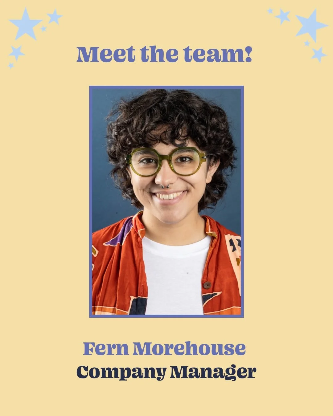 NEXT UP ON MEET THE TEAM: Company Manager, Fern Morehouse! (he/they)⭐️

Company management is no small task, but Fern makes it look easy! He is our resident spreadsheet tamer, logistics aficionado, and handles all the heavy brain lifting! We couldn't