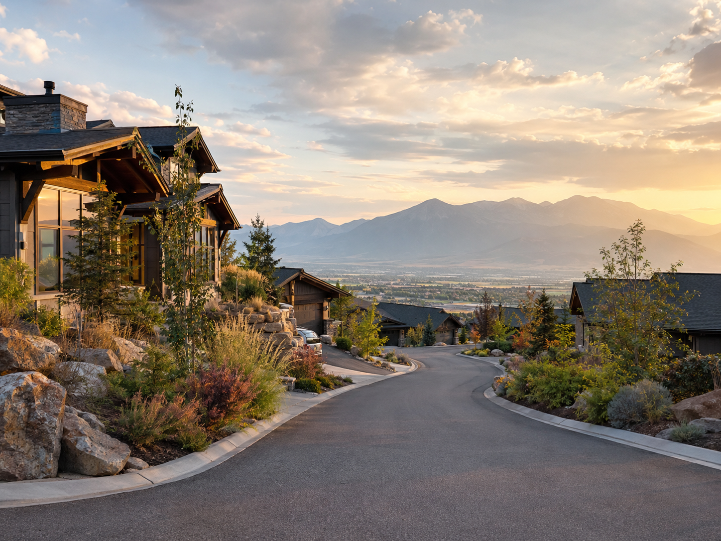 Suncrest Draper Utah mountain neighborhood with homes and scenic roads