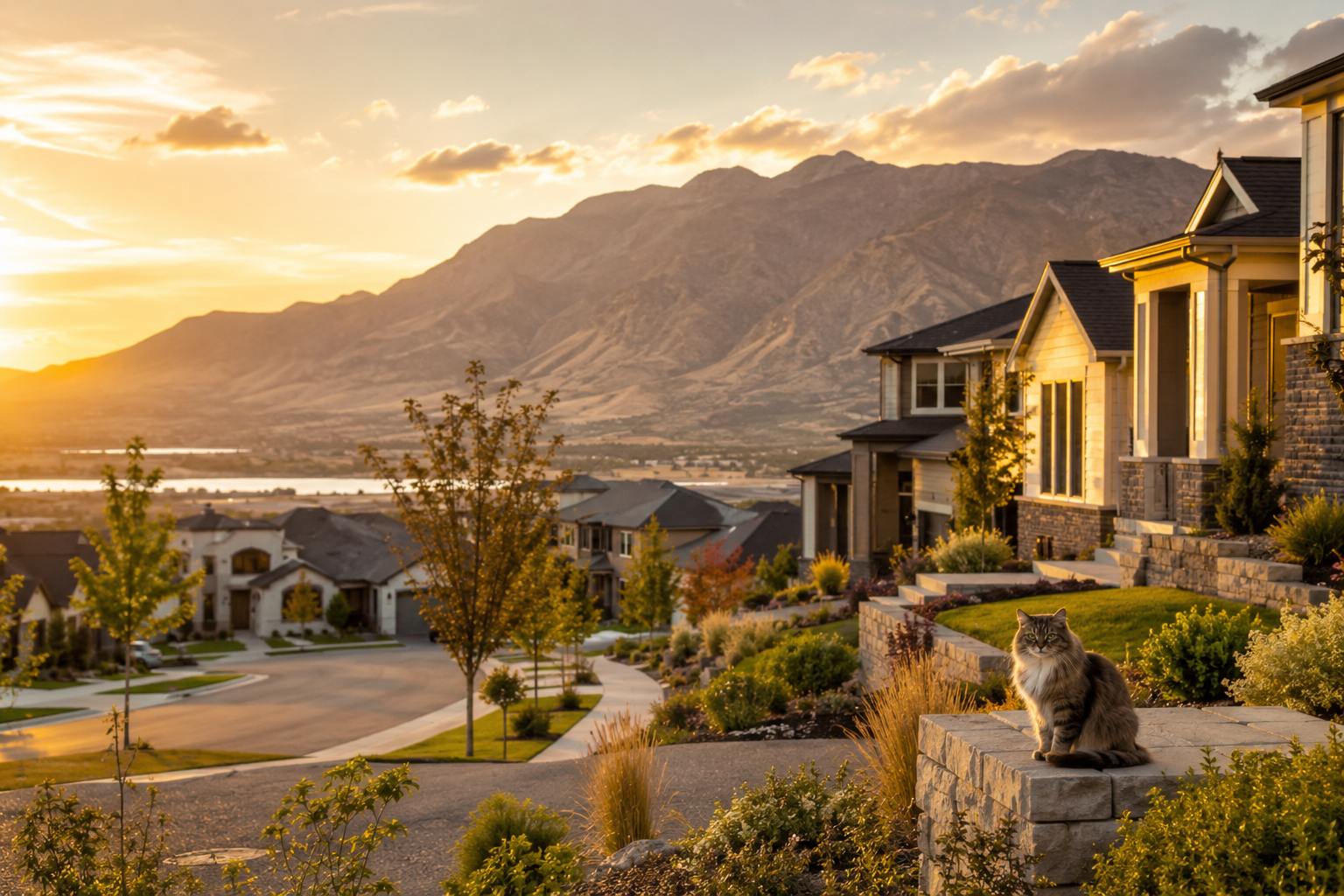Lehi Utah neighborhood with mountain views and newer homes.